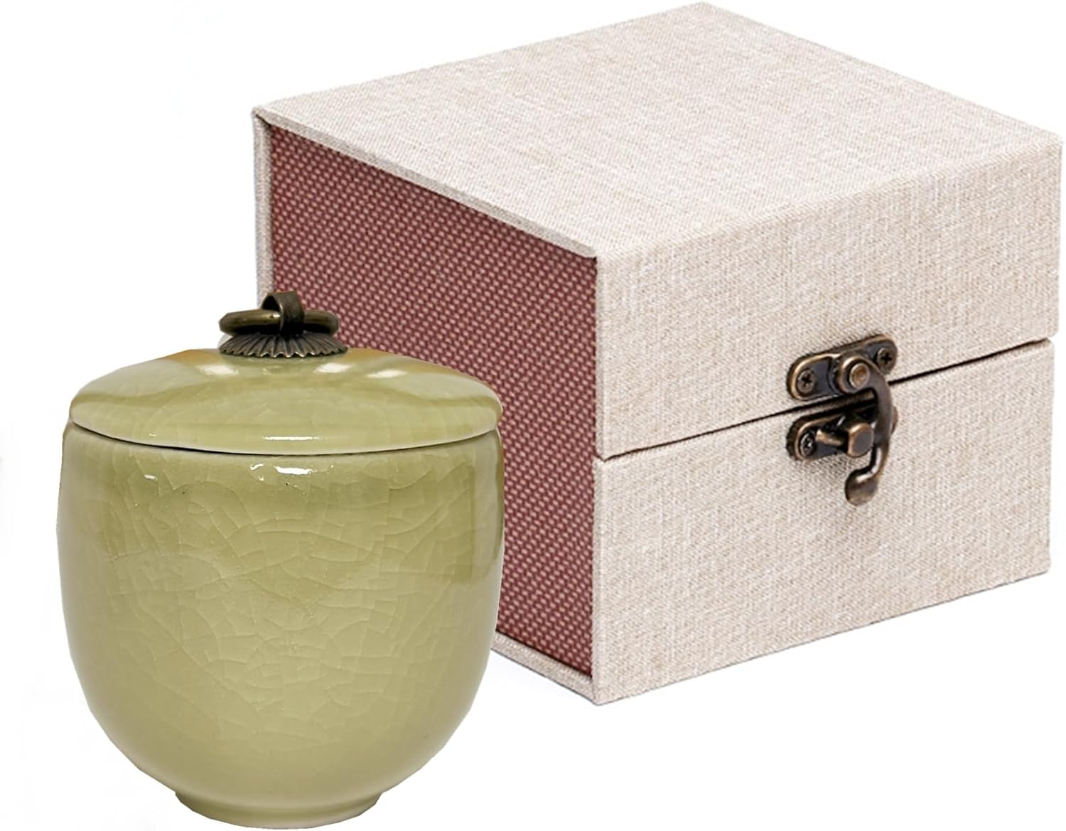 Vencede Handicrafted Ceramics Mini Pet Urns, Cremation Urns Ceramics Memorial Ashes Urn, Ashes Keepsake Memorial Ashes Holder, Pet Coffin, Dog Urn, Beautiful Ashes Keepsake, Sealed Ceramic (Beige)