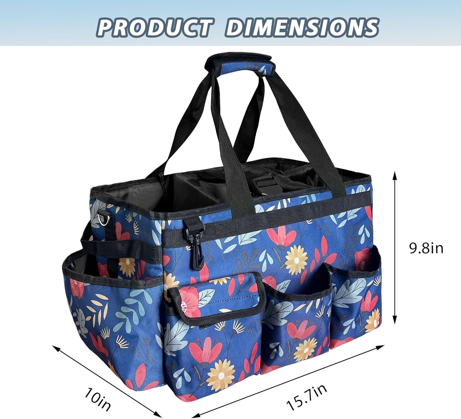 Cleaning Caddy Bag, Cleaning Caddy Organiser with Handle, Large Caddy Bag for Home, Car and Bathroom, Cleaning Supplies, Household Handbag with Adjustable Shoulder Straps (Blue) image number 4