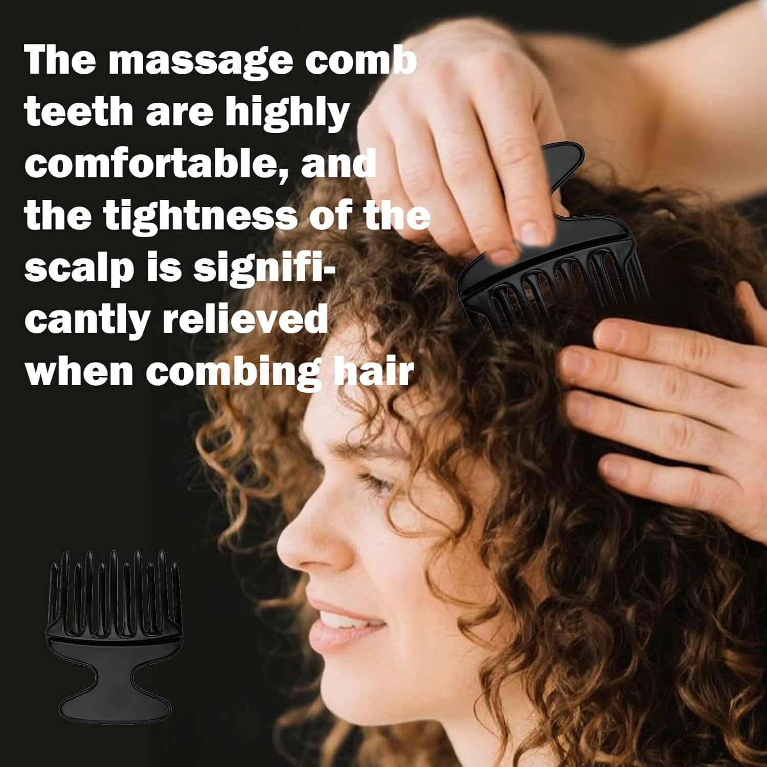 1 Piece Finger Styler Afro Comb Coarse Natural Curls Afro Comb Curling Comb Hair Comb Afro Pick Finger Styler Comb for Curls for Hairdressing Salon at Home - Black image number 3