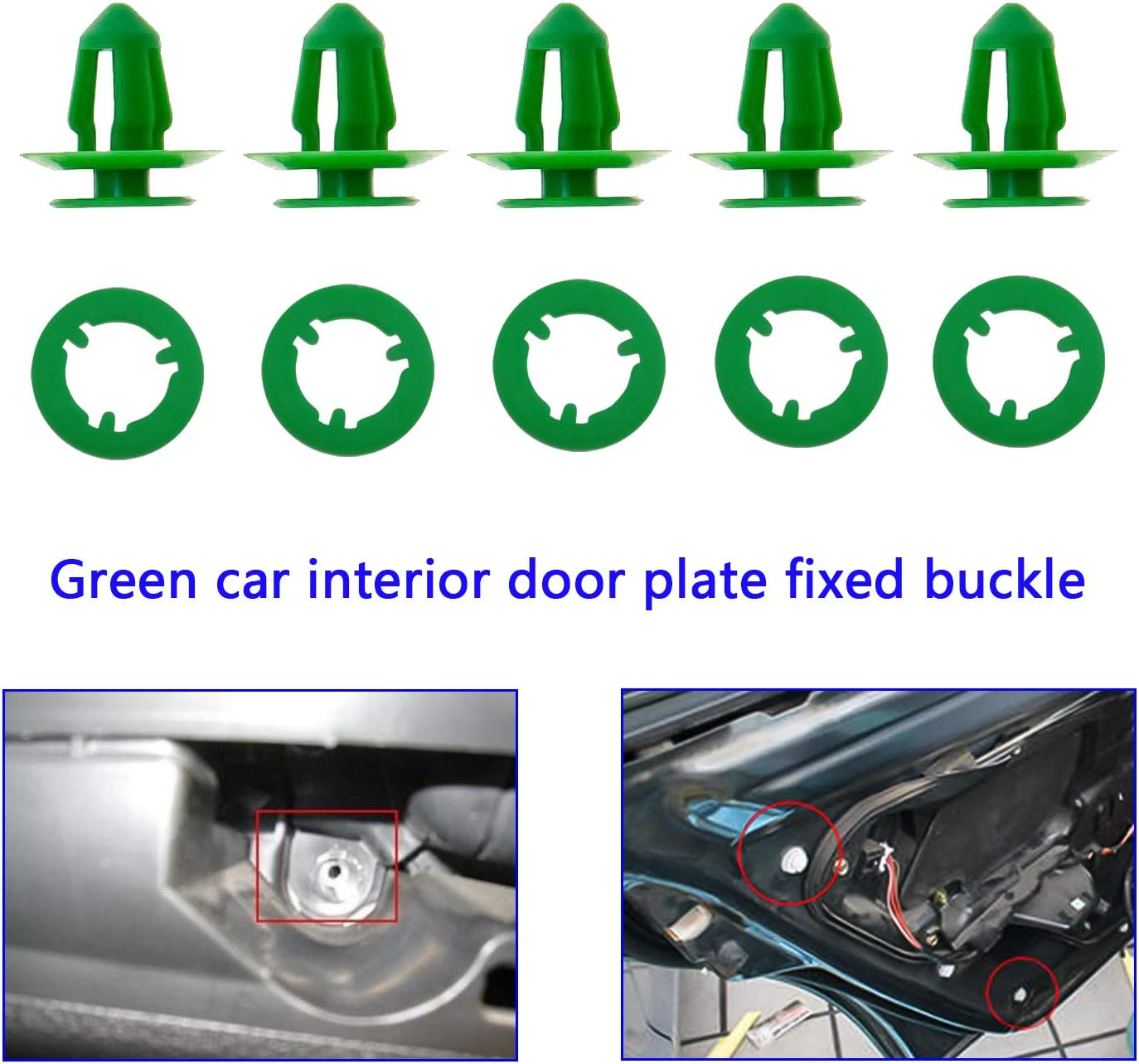 Emsea 50 Pcs Interior Door Card Trim Panel Mounting Clips A0009912771 Green Plastic Compatible with Sprinter Vito Viano W639 0009912771 image number 6
