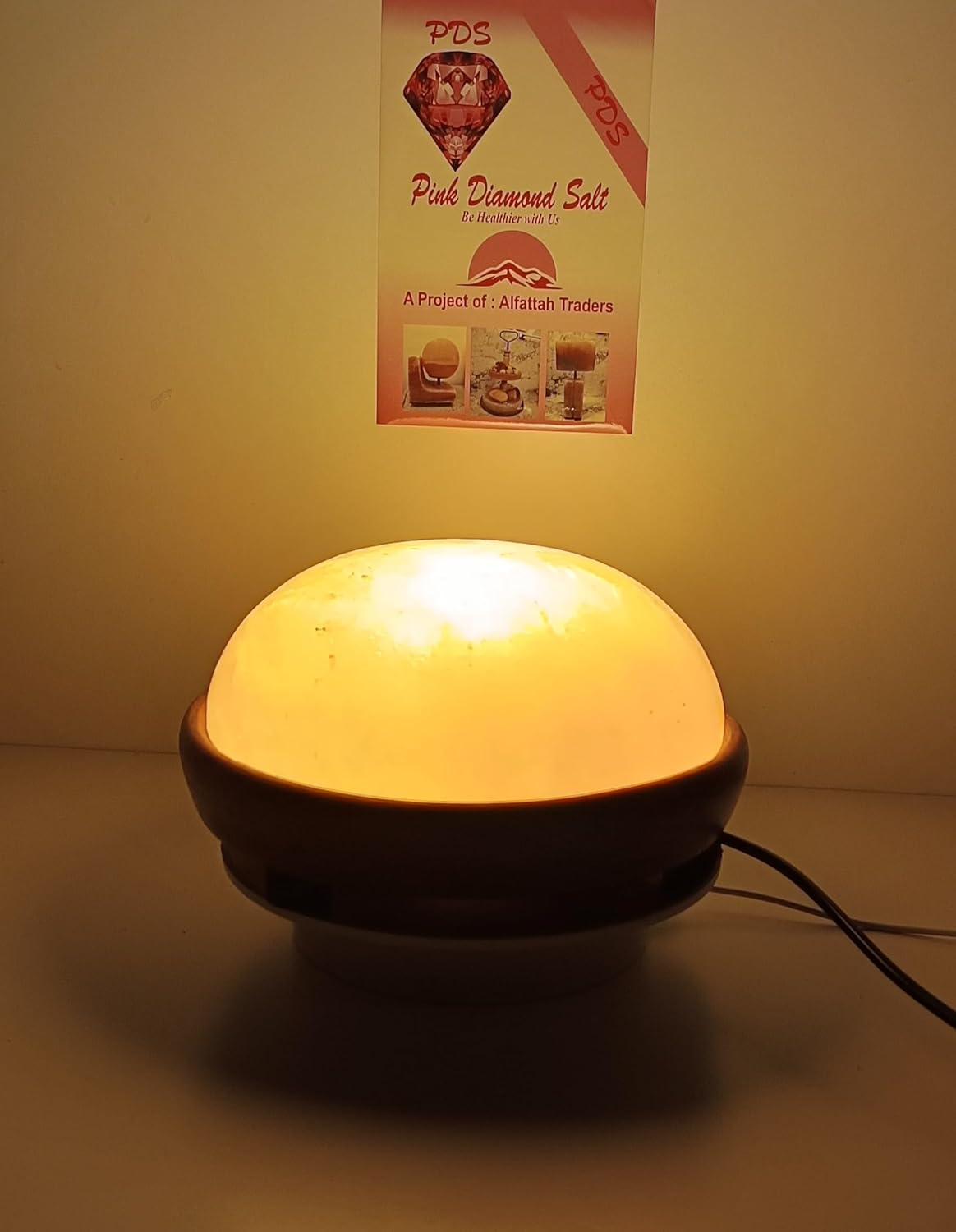 Pink Diamond Himalayan Salt Foot Massager Lamp | Natural Light Heated Stone Therapy for Relaxation, Detox & Pain Relief | Soothing Light & Wooden Base Design image number 4