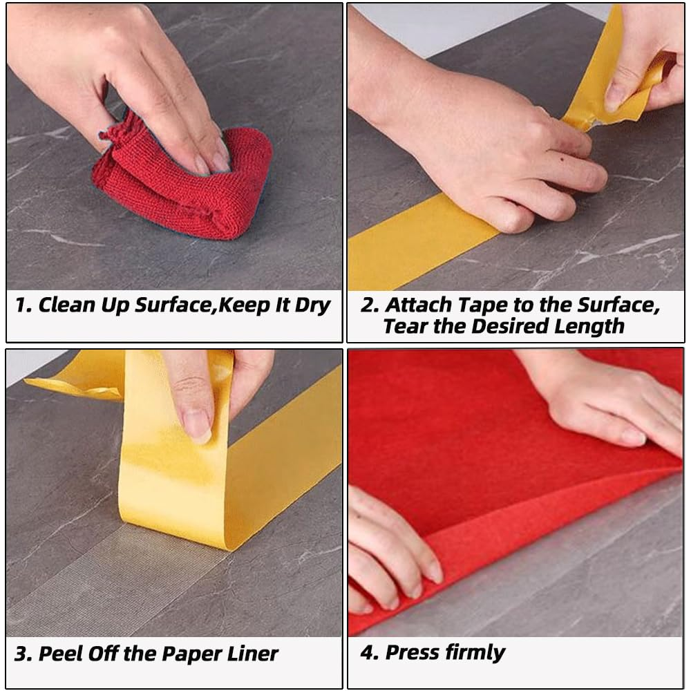 Skycabin Double Sided Fabric Tape Heavy Duty Carpet Tape,Strong Adhesive Mounting Tape for Carpets, Arts & DIY Crafts,Woodworking,Wall Mounting and Fixing,1In X 66FT No Residue High Tack image number 4