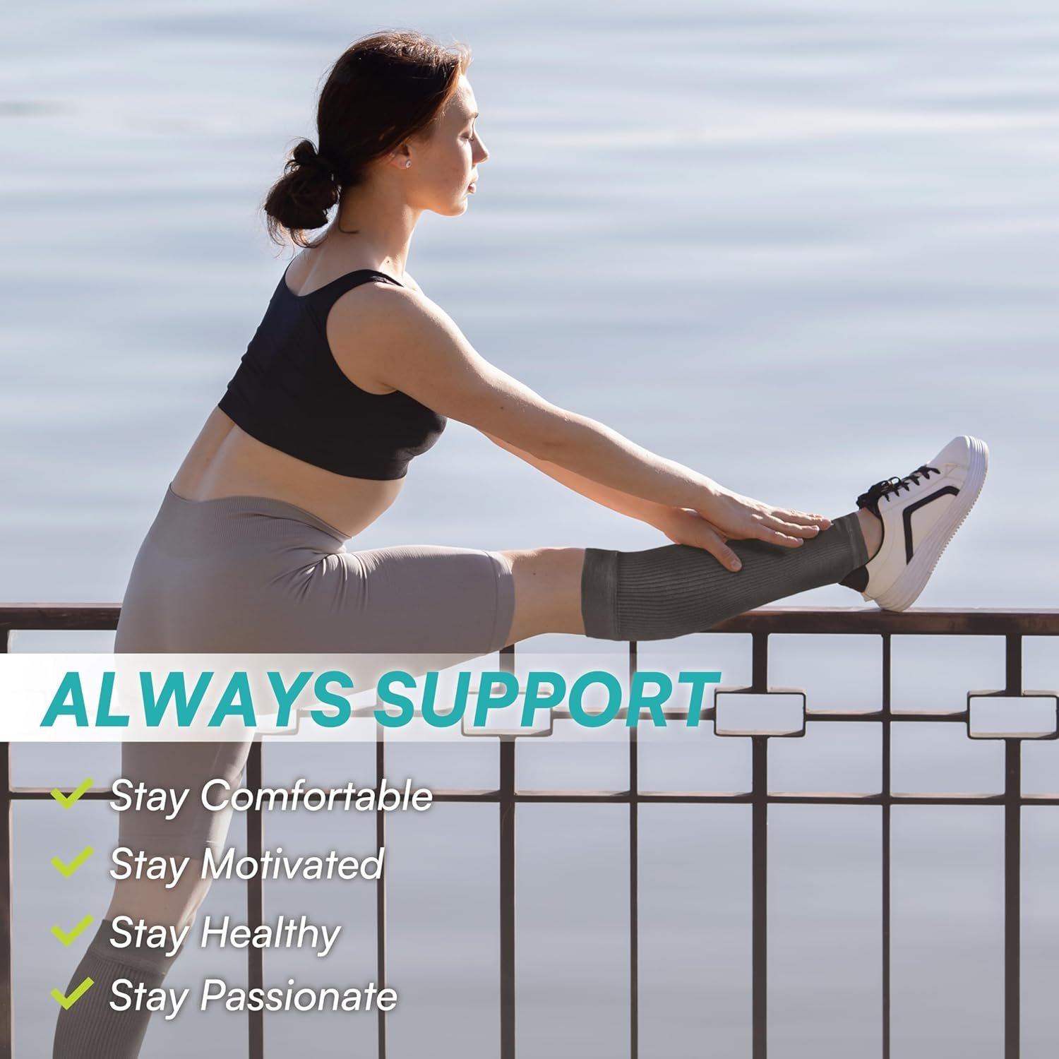 Vital Salveo Compression Calf Sleeves,Lower Leg Support for Shin Splint, Calf Pain, Varicose Veins, Swelling Relief,Sports, Daily Use, Travel,Runing,For Men & Women (1PC) /L image number 5