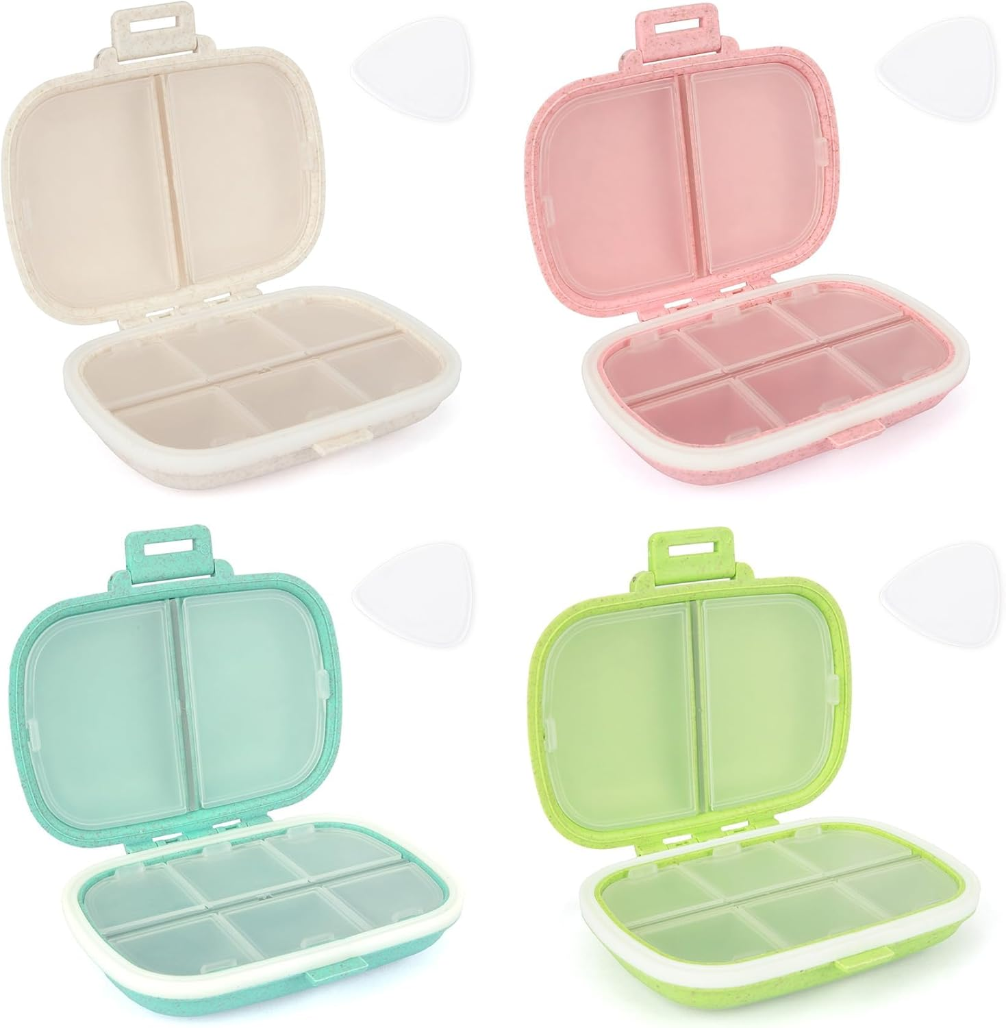 Pill Organizer 8 Compartments Daily Pill Case Small Pill Box for Pocket Purs Travel Medicine Organizer Portable Pill Container Supplement Pill Box Travel Pill Organizer Medicine Vitamin Organizer