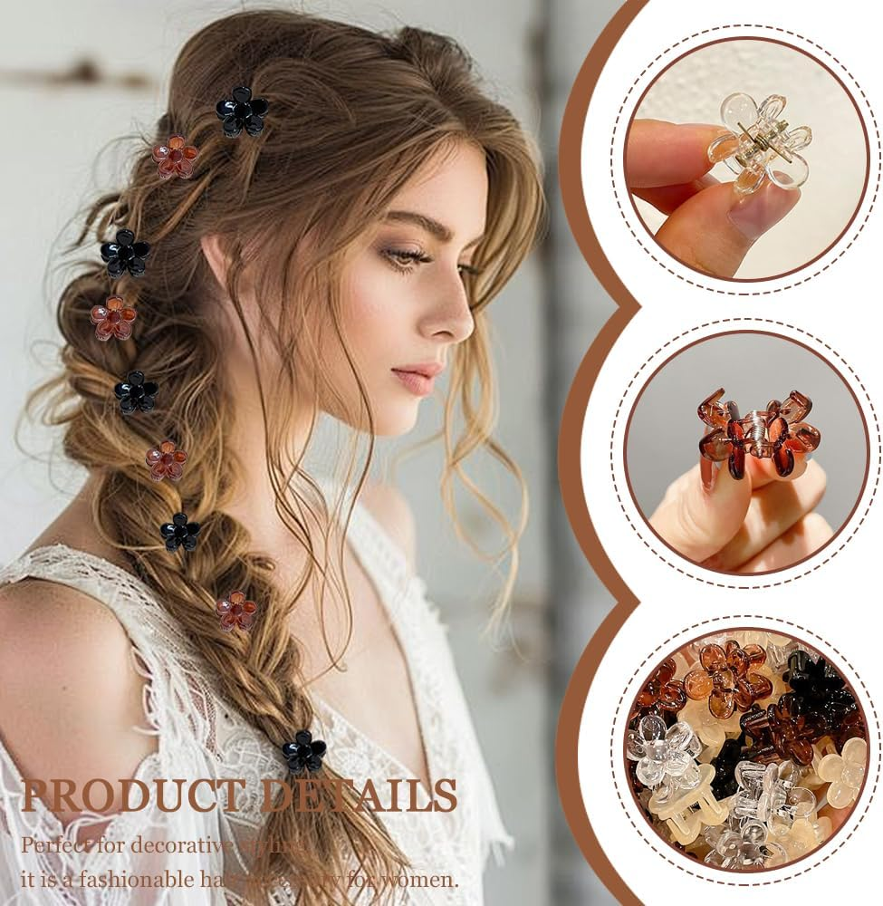 TRKETK 40 Pcs Flower Claw Clips Mini Sweet Non-Slip Women'S Grab Clip Plastic Small Hairpin Cute Hair Claw Accessories for Girls Women Photo Daily Party Wedding Hairstyle Accessories image number 3