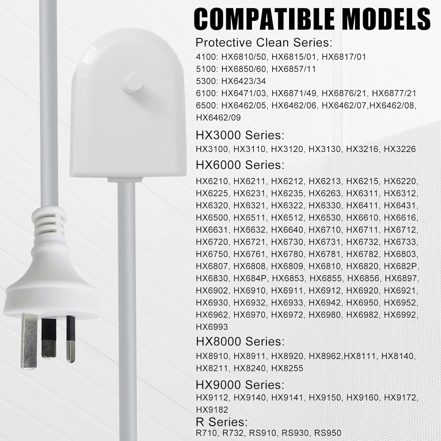 Charger Base for Philips Sonicare, Replacement for Electric Toothbrush Charger HX6100 for Philips Sonicare Kids/Protective Clean 4100 5100 5300 6100 6500/ HX3000/HX6000/HX8000/HX9000 image number 4