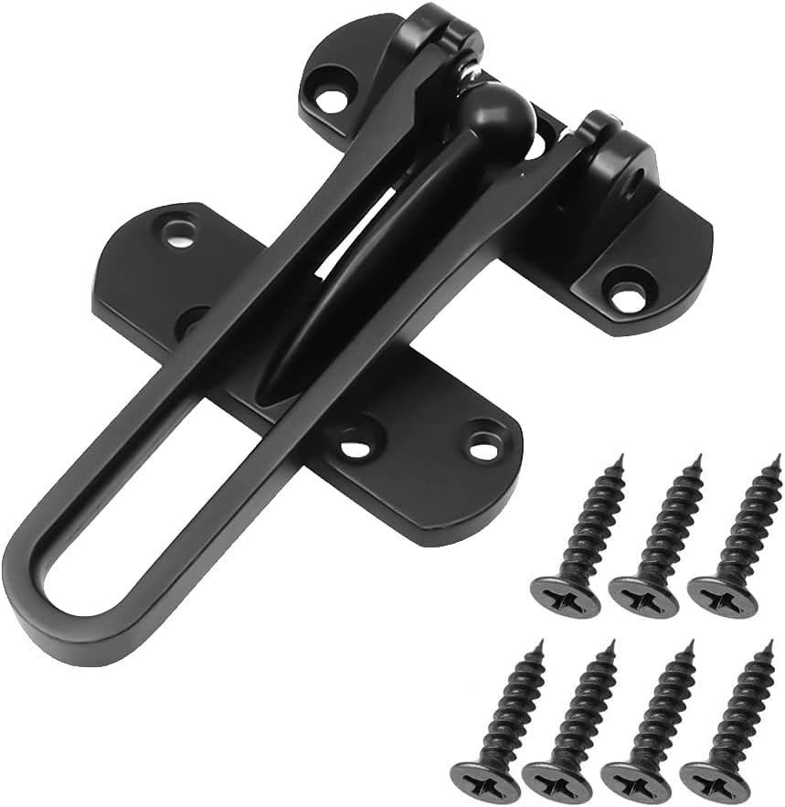 BEZANU Door Lock Latch, Black Heavy Duty Security Door Guard Lock for Home Hotel Hardware