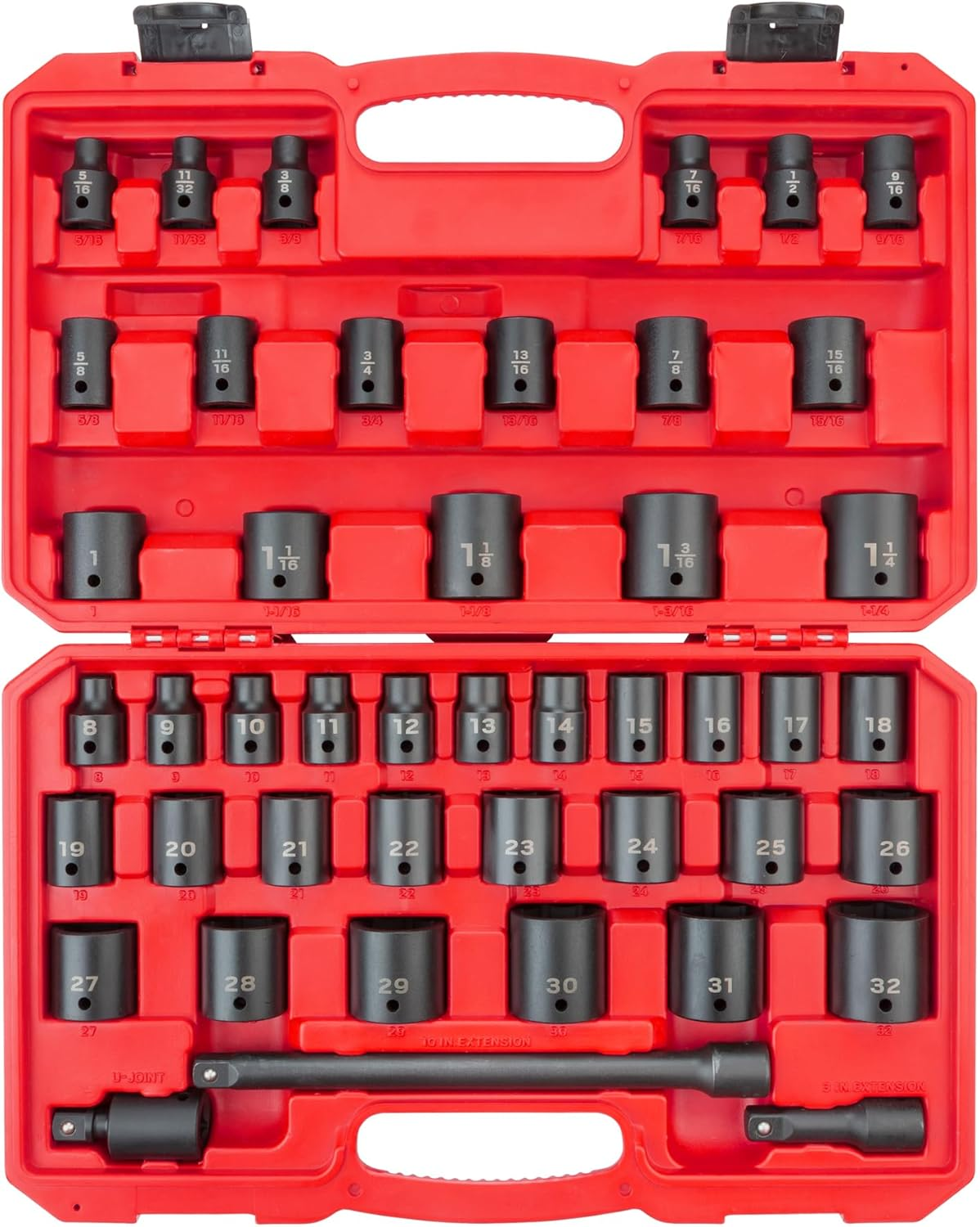 TEKTON 1/2 Inch Drive 6-Point Impact Socket Set, 45-Piece (5/16-1-1/4 In., 8-32Mm) | SID92403 image number 1