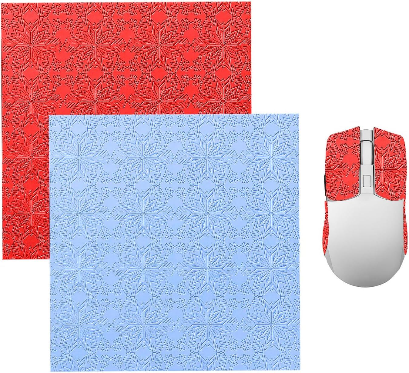 BOROLA DIY Adhesive Universal Mouse Anti-Slip Snowflake Grip Tape, Cut Sweat-Absorbing Ultra-Thin 0.3Mm Non-Slip Gaming Mice Skins Stickers for Any Brand(2Pcs Black+White, 12X11.5Cm/4.7X4.5In)