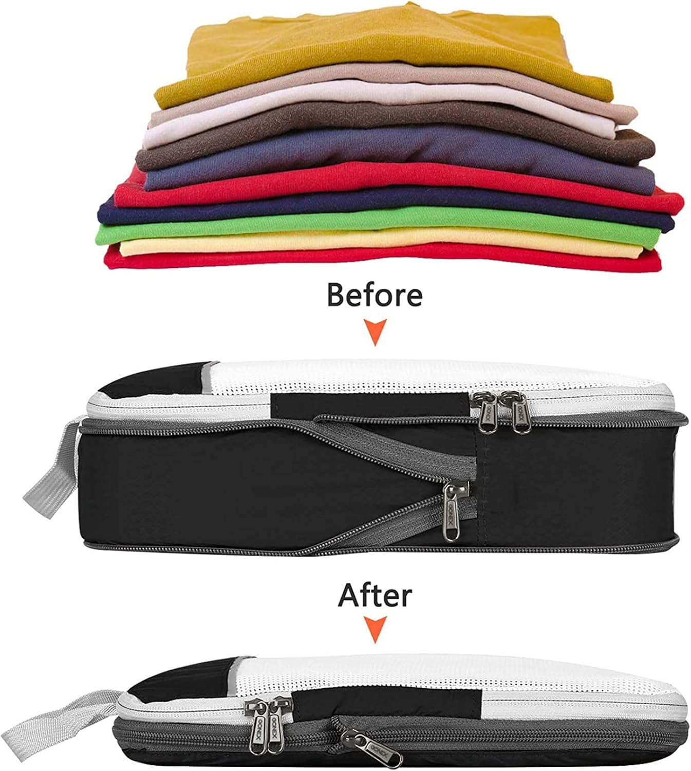 Packing Cubes,Compression Packing Cubes for Suitcases, Expandable Travel Organizer for Luggage, Clothes Organizing Storage Bag with Shoe Bag,Gray image number 4