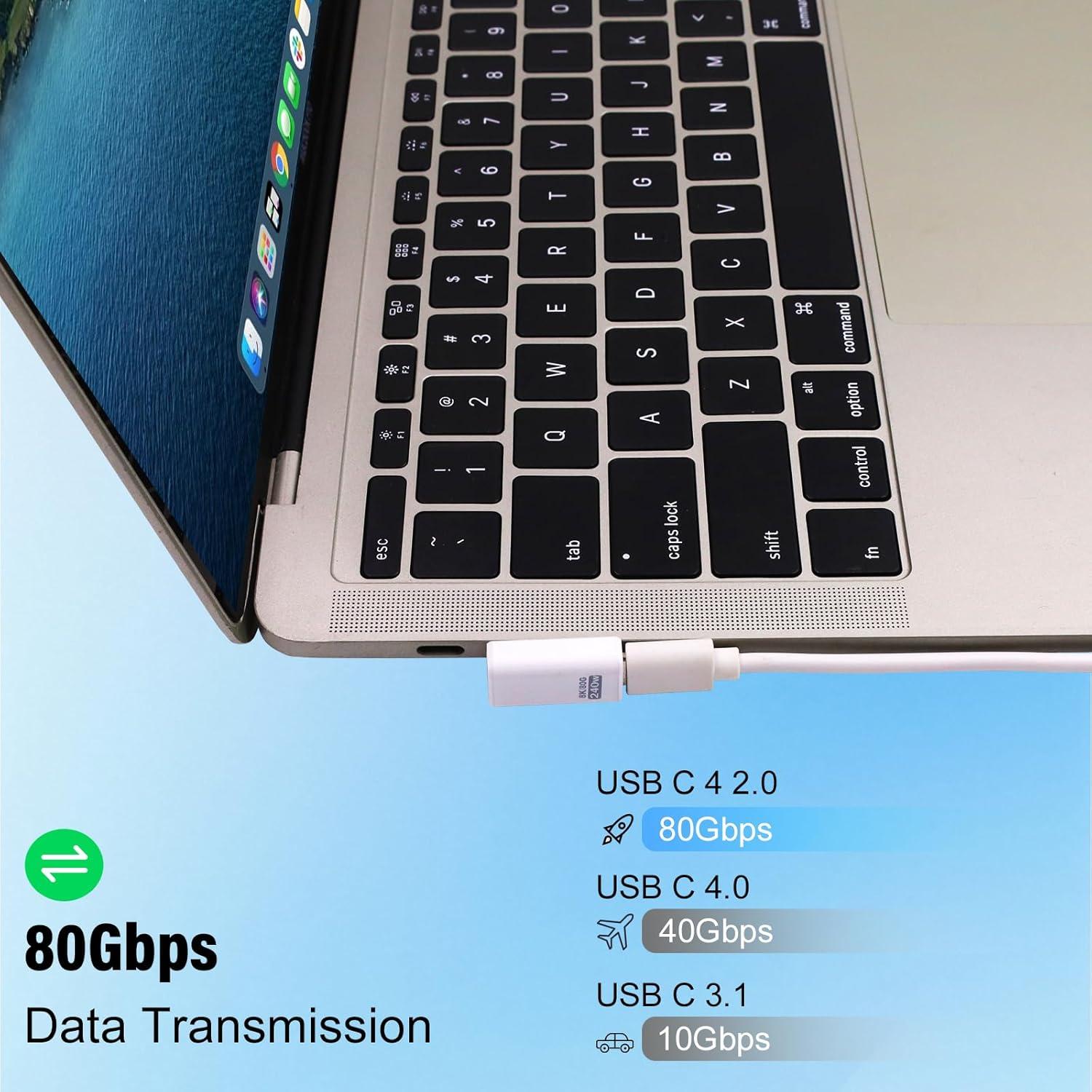 Danfetsoy 90 Degree USB-C Male to Female Adapter 80Gbps, 90 Degree 240W Type-C Adapter Extender for Macbook, Laptop, Tablet, VR, Camera, Smartphone, Etc(White 2Pack) image number 6