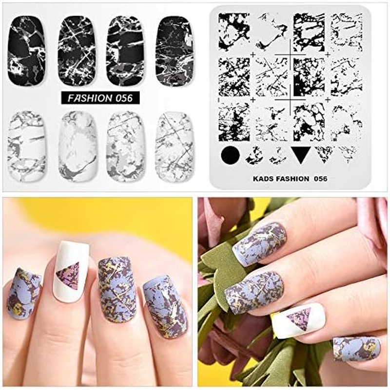 Professional Nail Art Stamping Plates with Marble Crack Geometry Pattern for Manicure DIY Image Print Nail Design Transfer Tools image number 1