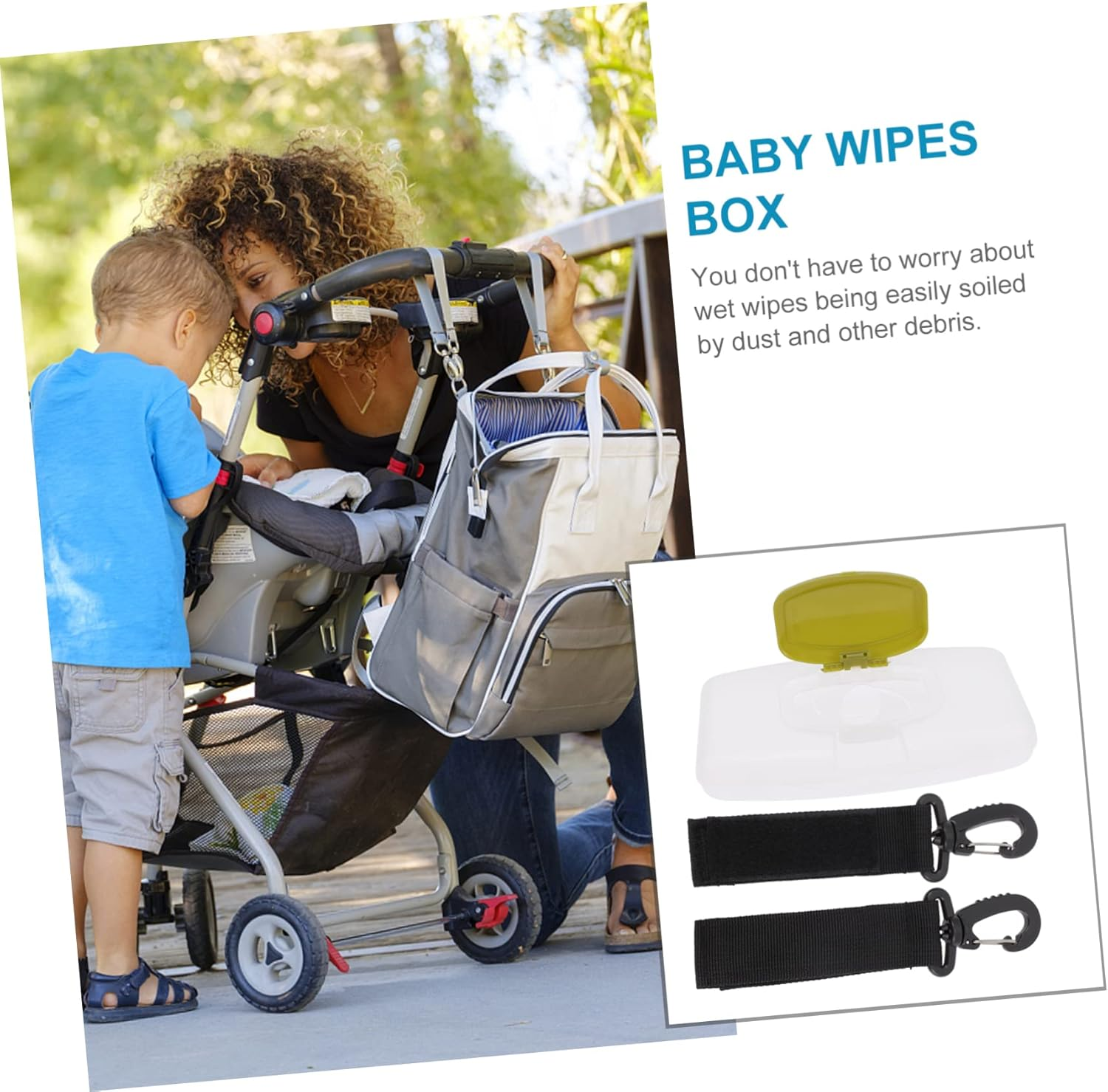 Wipe Dispenser Wet Tissue Box Stroller Hook Portable Storage Box Easy Clean image number 5