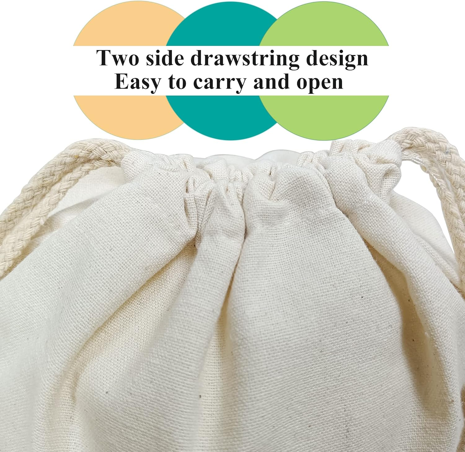 Drawstring 100% Cotton Muslin Bags Reusable Storage Bag for Shopping Home Kitchen Food Grocery Vegetable Storage Etc. (6 PCS 10"X14"/25X35Cm) image number 2