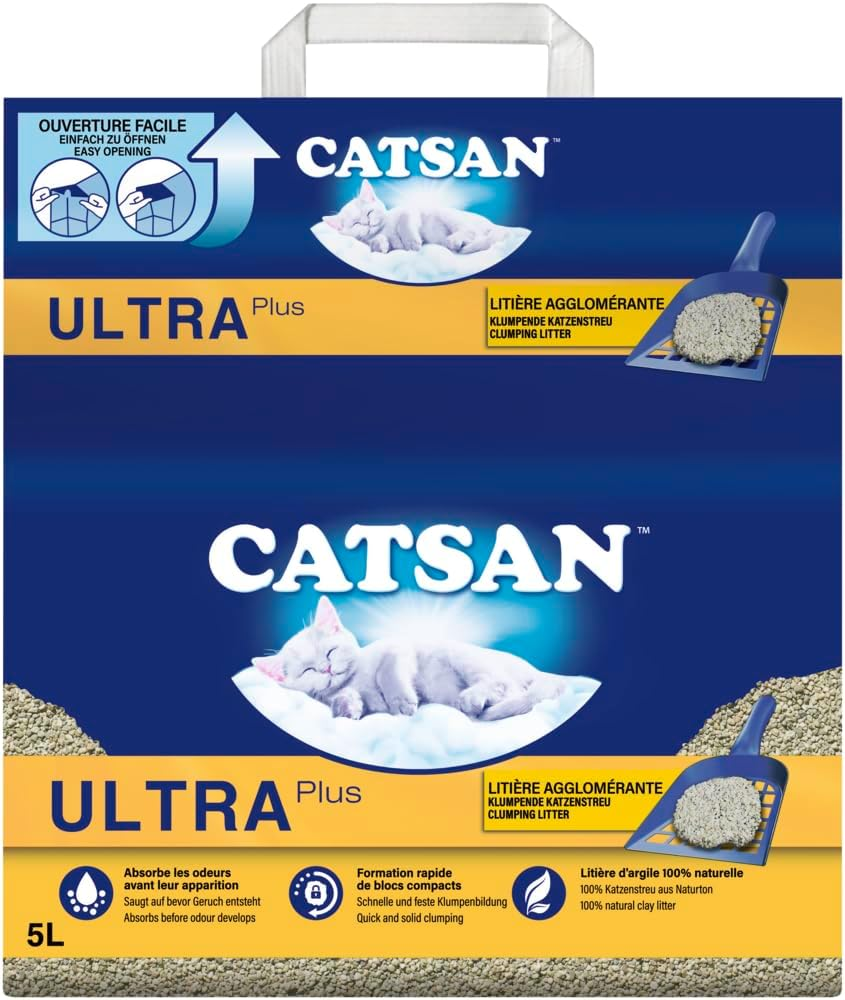 CATSAN Ultra plus Fine Natural Clay Grain Cat Litter - 1 X 5 Litre image number 2