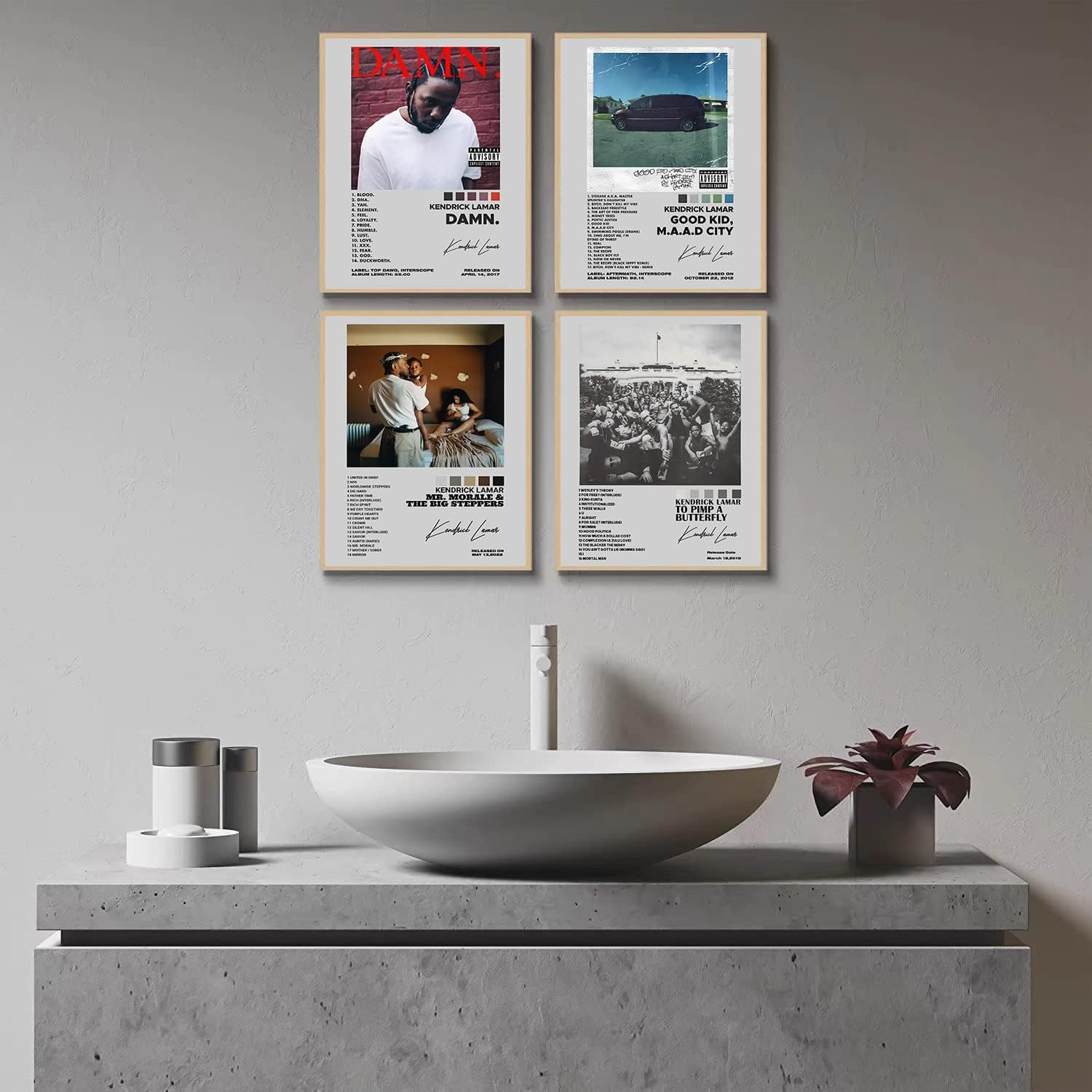 ZIENVE Kendrick Lamar Album Cover Posters, Set of 4 Print Music Canvas Wall Art Album Cover Signed Limited Posters Aesthetic Room Decor, 20 X 25Cm Unframed image number 1