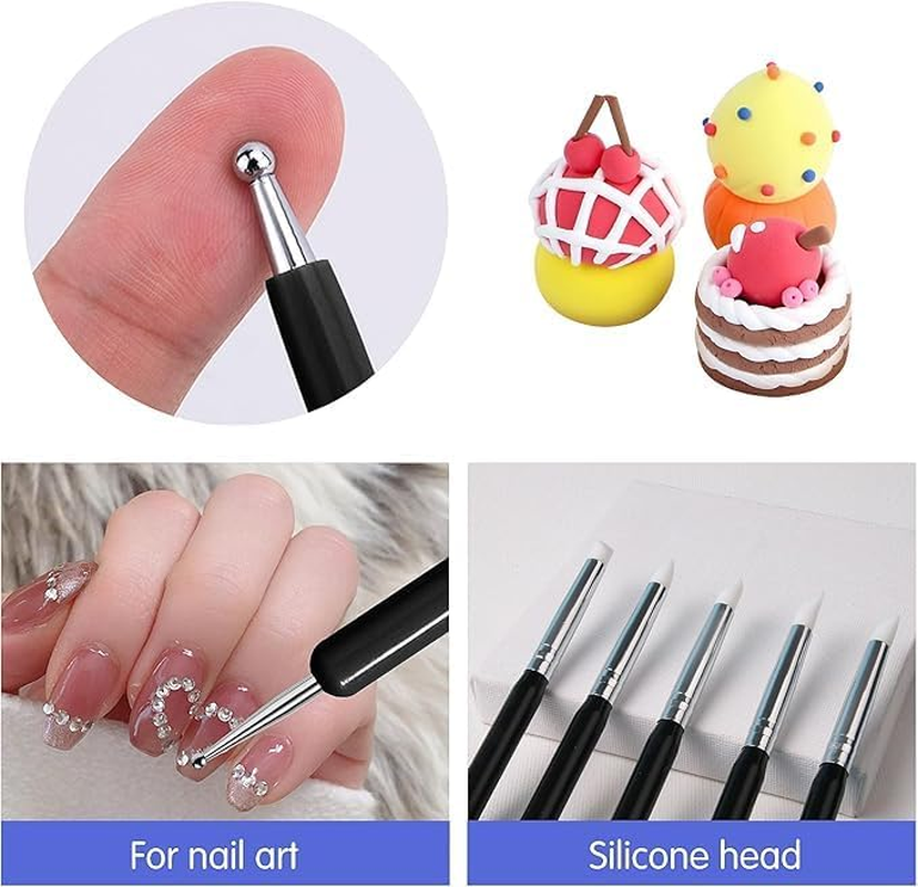 Double-Ended Sculpting Dotting Tools,9Pcs Ceramic Clay Ball Stylus Dot Painting Tools,Silicone Clay Sculpting Tool Double-Ended Rubber Tip Metal Ball Silicon Shaper Pens Modeling Stylus Dotting Tool image number 5