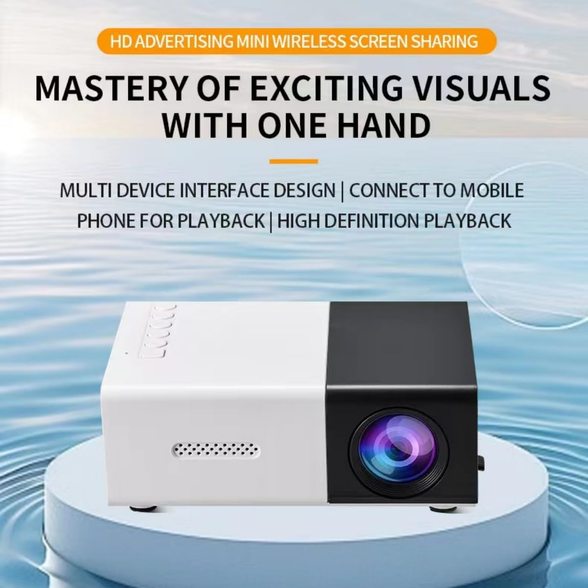 Portable Mini Projector,Home Projector with 100" Screen, 1080P Portable Projector Built-In Speaker, Movie Projector Compatible with Tv/Smartphone/Hdmi/Usb/Av,Projector for Indoor & Outdoor (Black) - Black image number 3