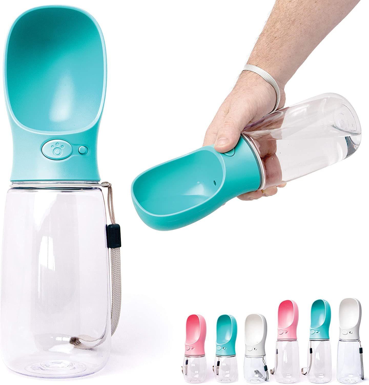 Zenify Pet Water Bottle for Dogs Drinking Waterer Feeder Bottles Portable Lead Leash Dispenser Accessory Puppy Drink Pets Alternative to Travel Dog Bowl Large (550Ml (M/L), Blue)