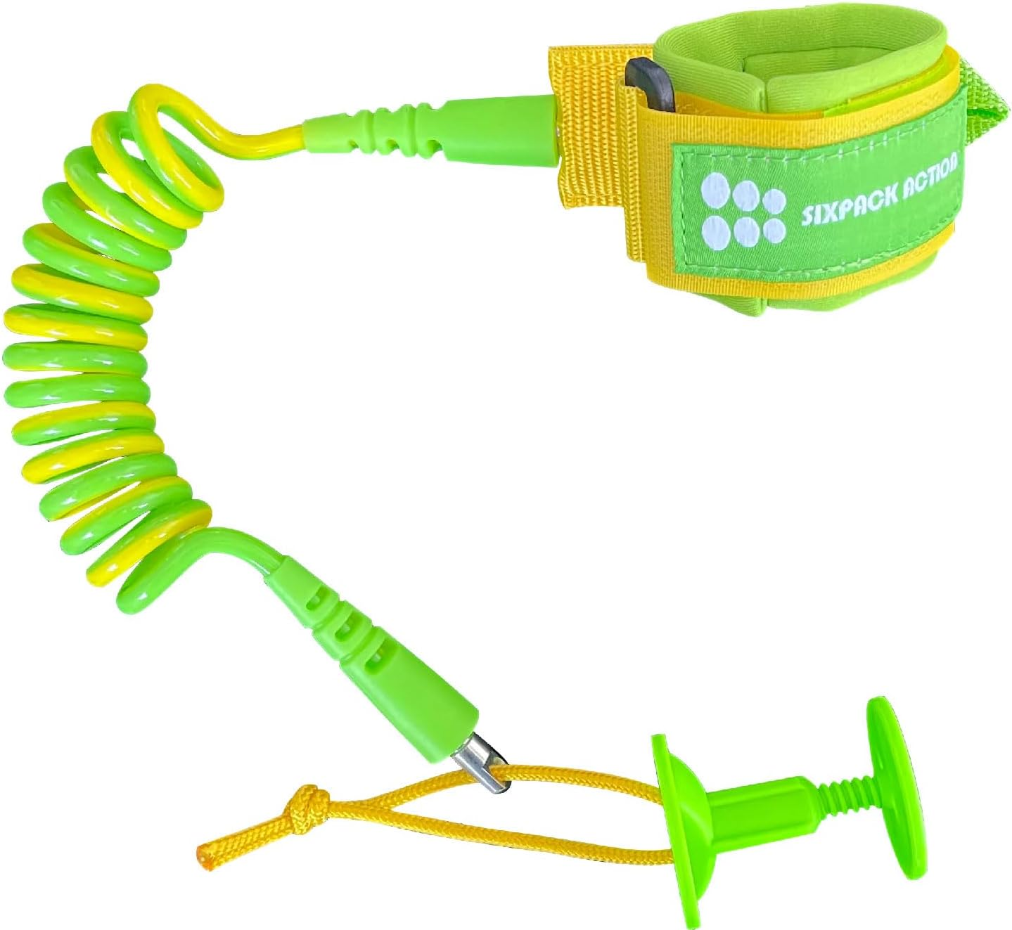 SIXPACK ACTION Bodyboard Wrist Leash 4Ft 6Mm Coils, Adjustable Wrist Cuff for Kids and Teenagers, Wrist Sized Approx 140Mm-190Mm