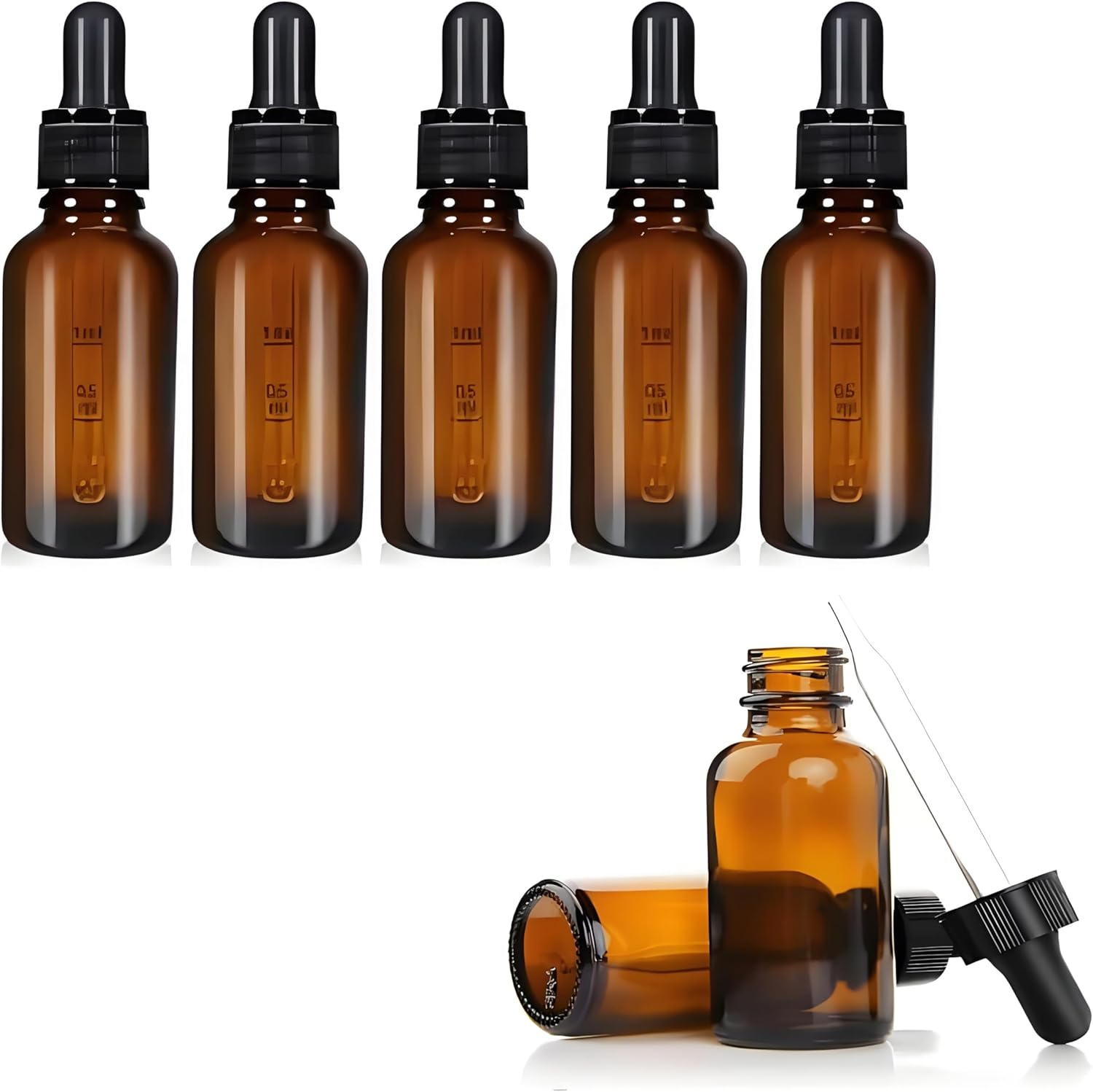5 Pack 10Ml Amber Boston round Glass Bottles with Leak-Proof Droppers - UV Protection Essential Oil Containers for DIY Skincare, Aromatherapy & Travel (Aussie Crafters Approved) image number 4