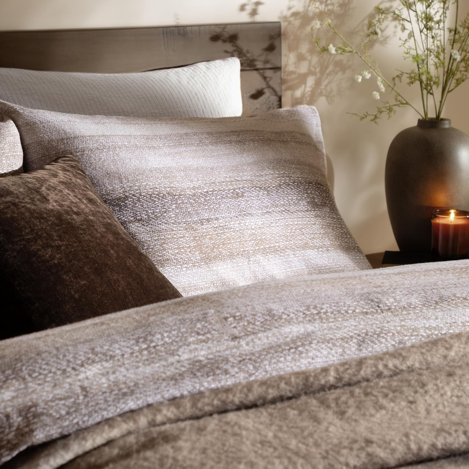 Yard Swift Duvet Cover Set &ndash; Soft Reversible Striped Brushed Cotton Earth Toned Bedding Set (Natural - Single) image number 5