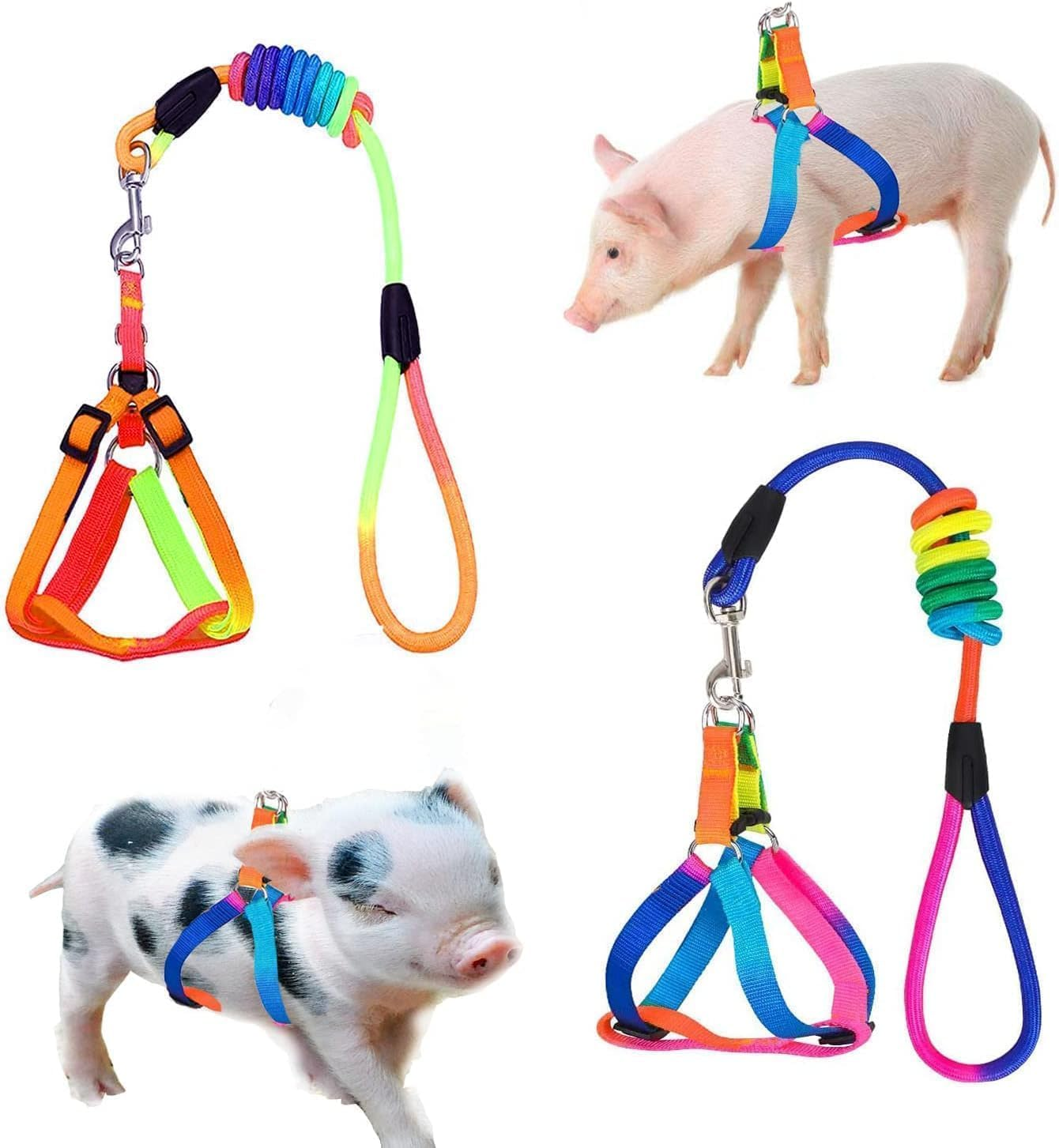 1 Pieces Adjustable Pig Harness with Leash Set Pet Supplies Harness with Leash Set for for Hog Piggy Rabbit Dog Small Animals Walking Jogging (Seven Colors, S) image number 1
