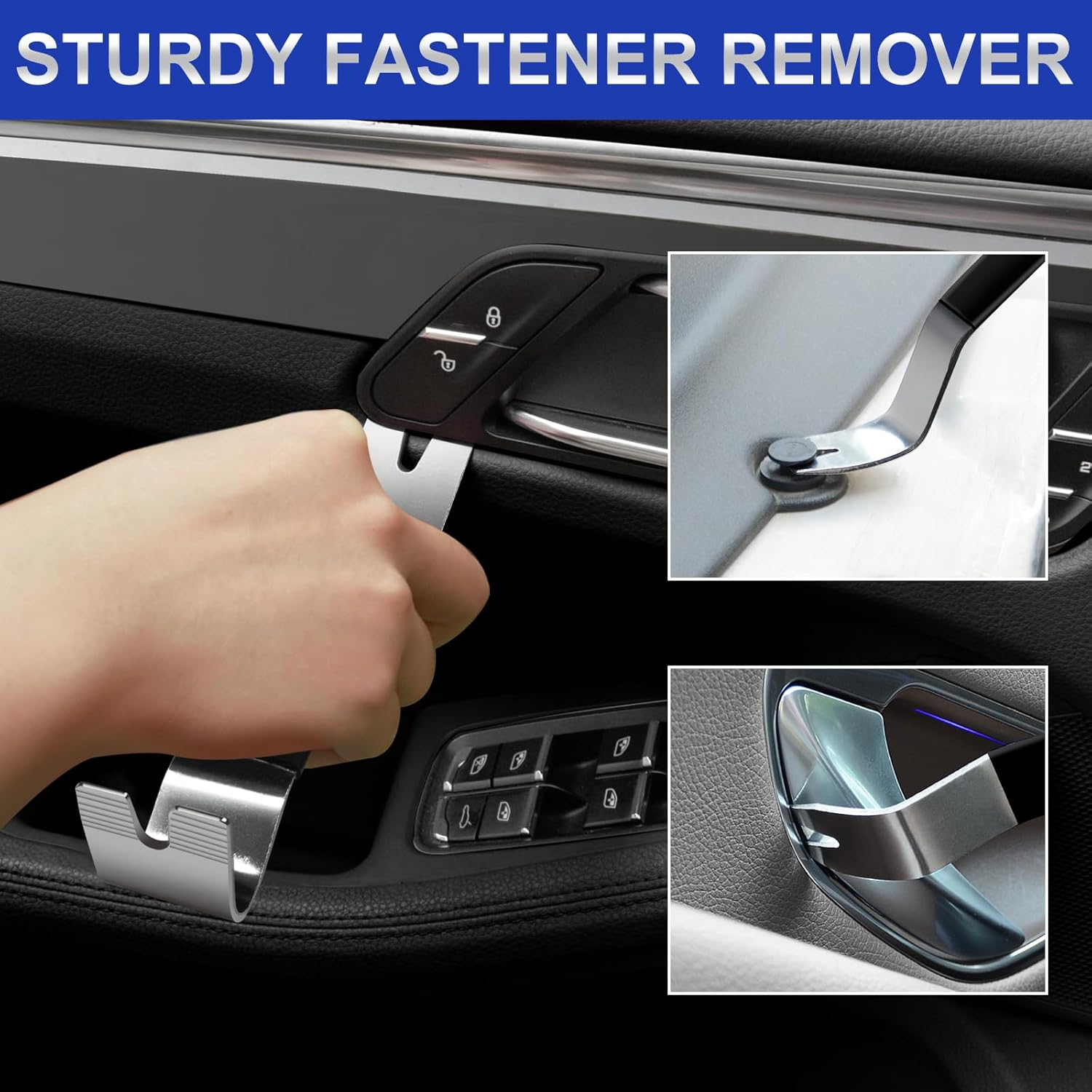 Zecirl 11 PCS Autotrim Removal Tool Kit, Metal Pry Tool Auto Fastener Remover Pry Bar Set Trim Remover Kits for Vehicle Door Panel, Audio Radio Panel, Dashboard Repair Kit - Black image number 2