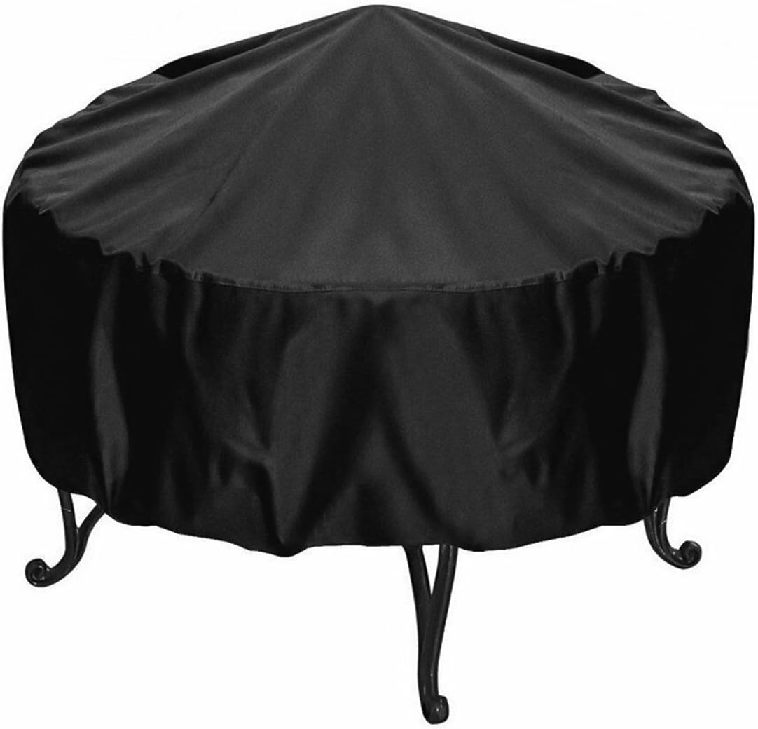 NUZAMAS round Fire Pit Cover 102X46Cm Waterproof Dust-Proof Outdoor Garden Patio Protective Cover with Drawstring Patio Fireplace Cover for Stove Black image number 5