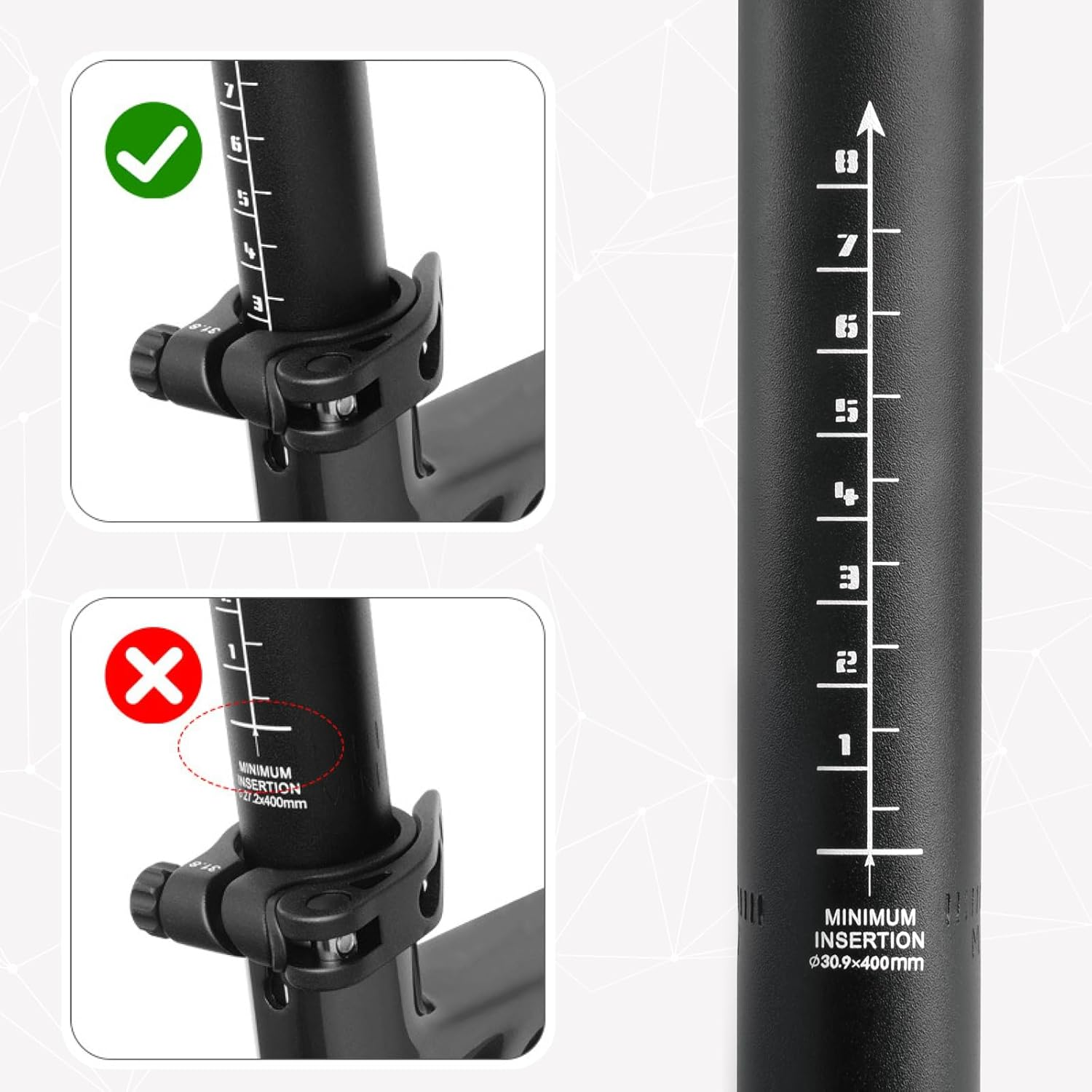 TRIWONDER Seat Post 27.2/30.9/31.6Mm Mountain Bike Seatpost 400Mm Length Aluminum Alloy Bike Seat Post for MTB, Road Bike, E-MTB image number 3