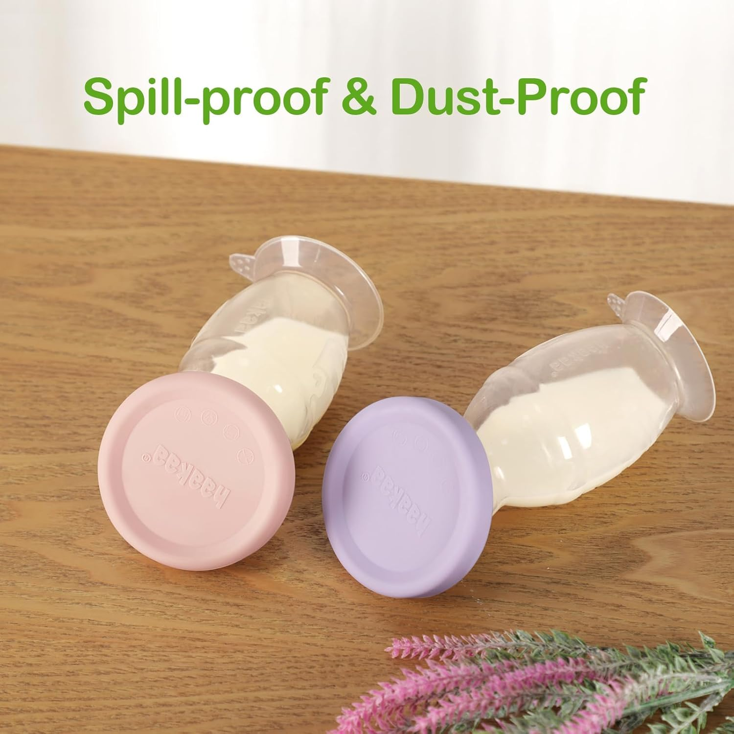 Haakaa Manual Breast Pump with Suction Base and Blush Gap, Breastmilk Collector Breastfeeding Pump (5Oz/150Ml) - Lavender Cap image number 5