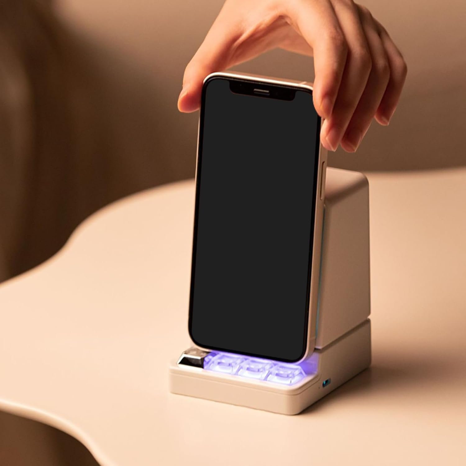 Ylnailky Phone Holder with Speaker,Induction Audio Cellphone Mount - Lightweight Computer Shape Phone Stand with RGB Light and Wireless Speaker for Study Room, Home, Desktop, Travel image number 1