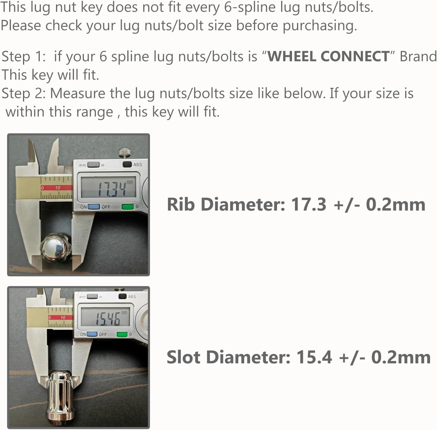 WHEEL CONNECT Lug Nuts Key for 6 Spline Drive Lug Nuts and Bolts with Shank Diameter 17.3Mm. Spline Socket, Chrome Finish, Light Version. image number 3