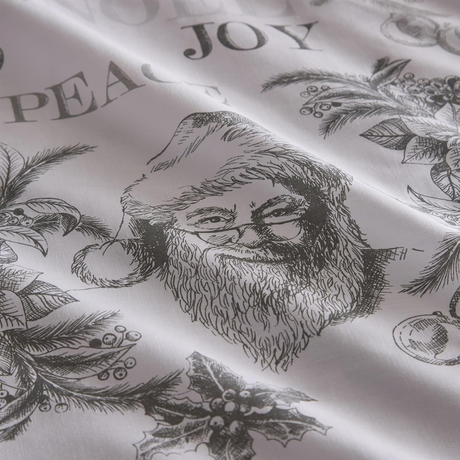 Simply Charlotte Santa Joy Double Bed Duvet Cover Set Christmas Xmas Bedding Bed Set Grey