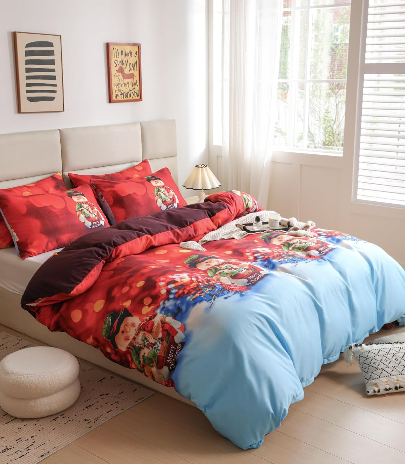 Father Christmas Royal Santa Claus Merry Santa Xmas Duvet Quilt Cover & Pillowcase Bedding Set Multi-Colour Snowman Presents Set Ultra Soft Easy Care, Modern Design (Christmas Bears, Single) image number 1