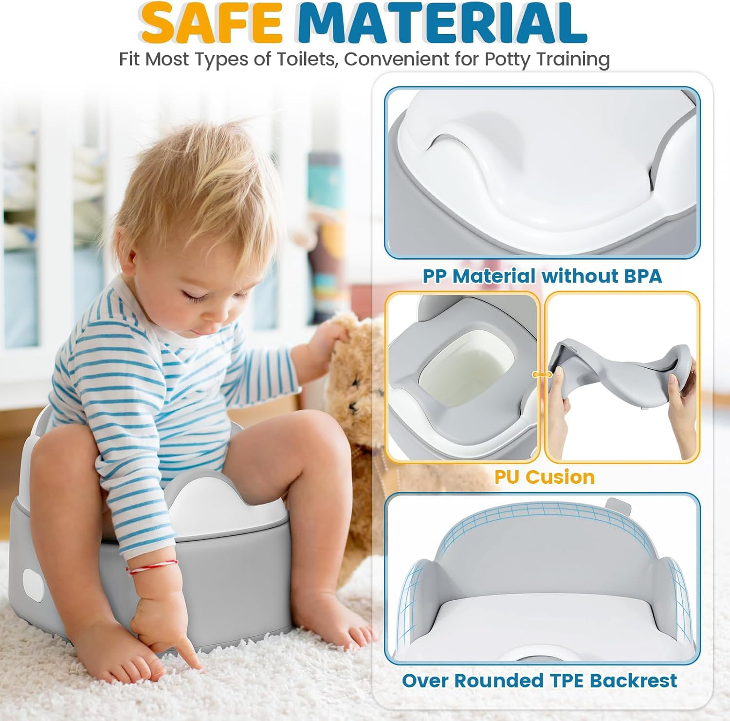 3-In-1 Silicone Potty Training Toilet, Soft & Comfortable Baby Potty Trainer, Step Stool & Toilet Seat, Non-Slip & Easy to Clean, Safe for Toddlers image number 1