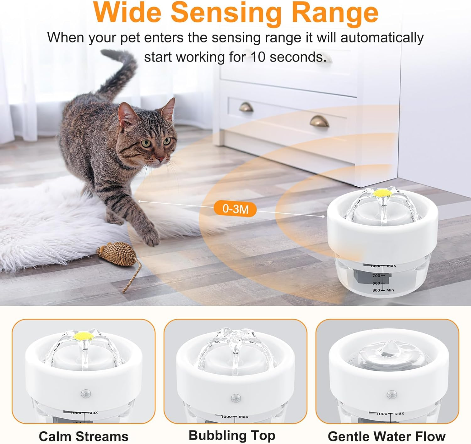 Cat Water Fountain, Battery Operated Water Fountains for Cats Indoor Pet Drinking Fountain image number 4