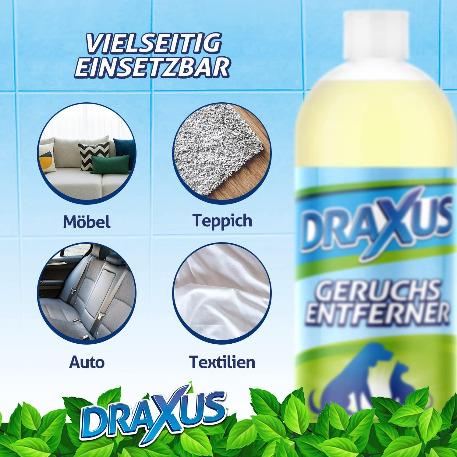 DRAXUS Odour Remover against Cat Urine and Dog Urine, Microbiological Odour Neutraliser with Mixing Bottle, Makes up to 10 Litres of Enzyme Cleaner image number 3