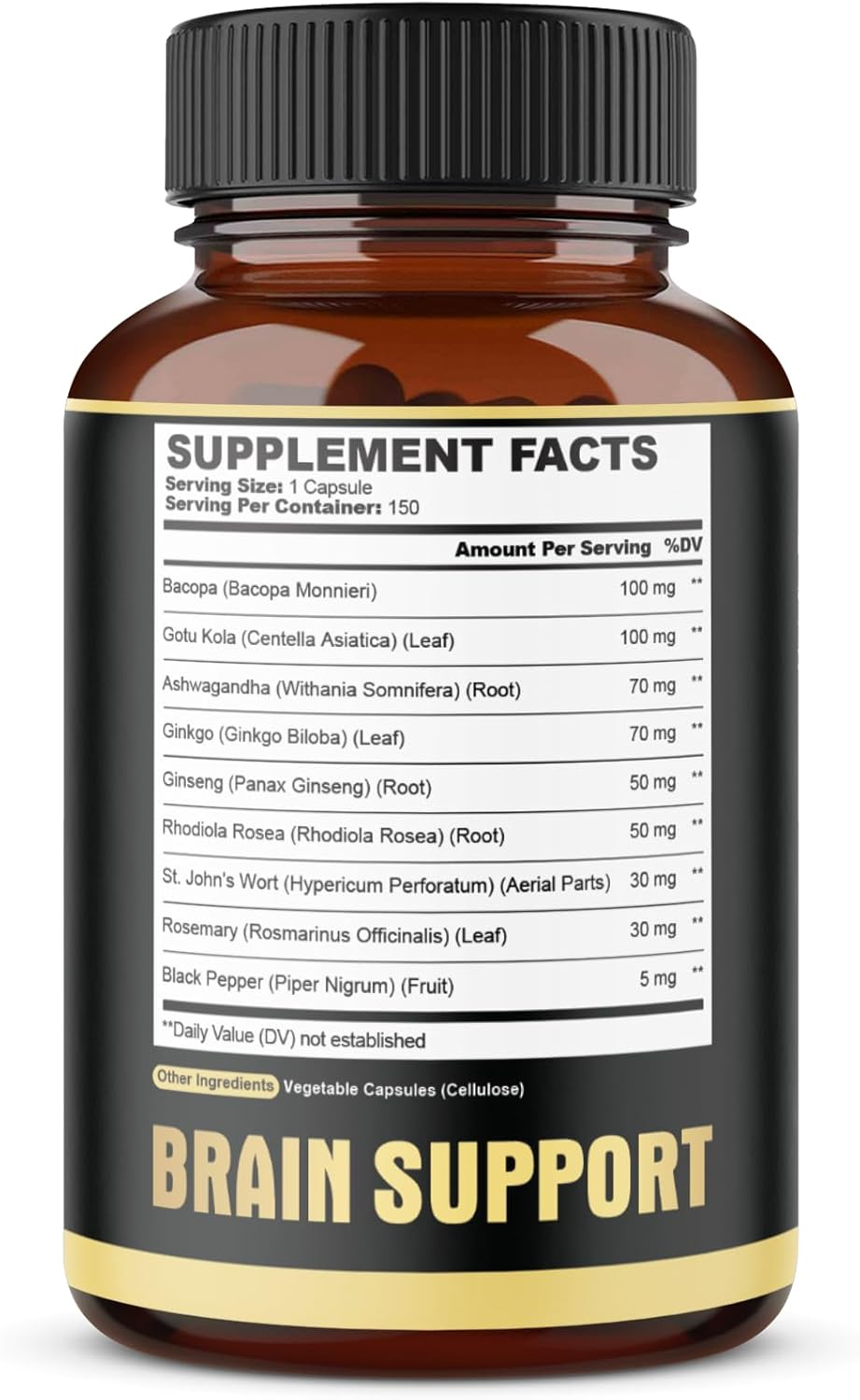 9In1 Brain Support Supplement 5750 Mg - Blended with Ashwagandha, Panax Ginseng, Gotu Kola, Ginkgo Biloba, Black Pepper & More - Accuracy, Focus, Memory & Energy Booster - 150 Capsules for 5 Months image number 3