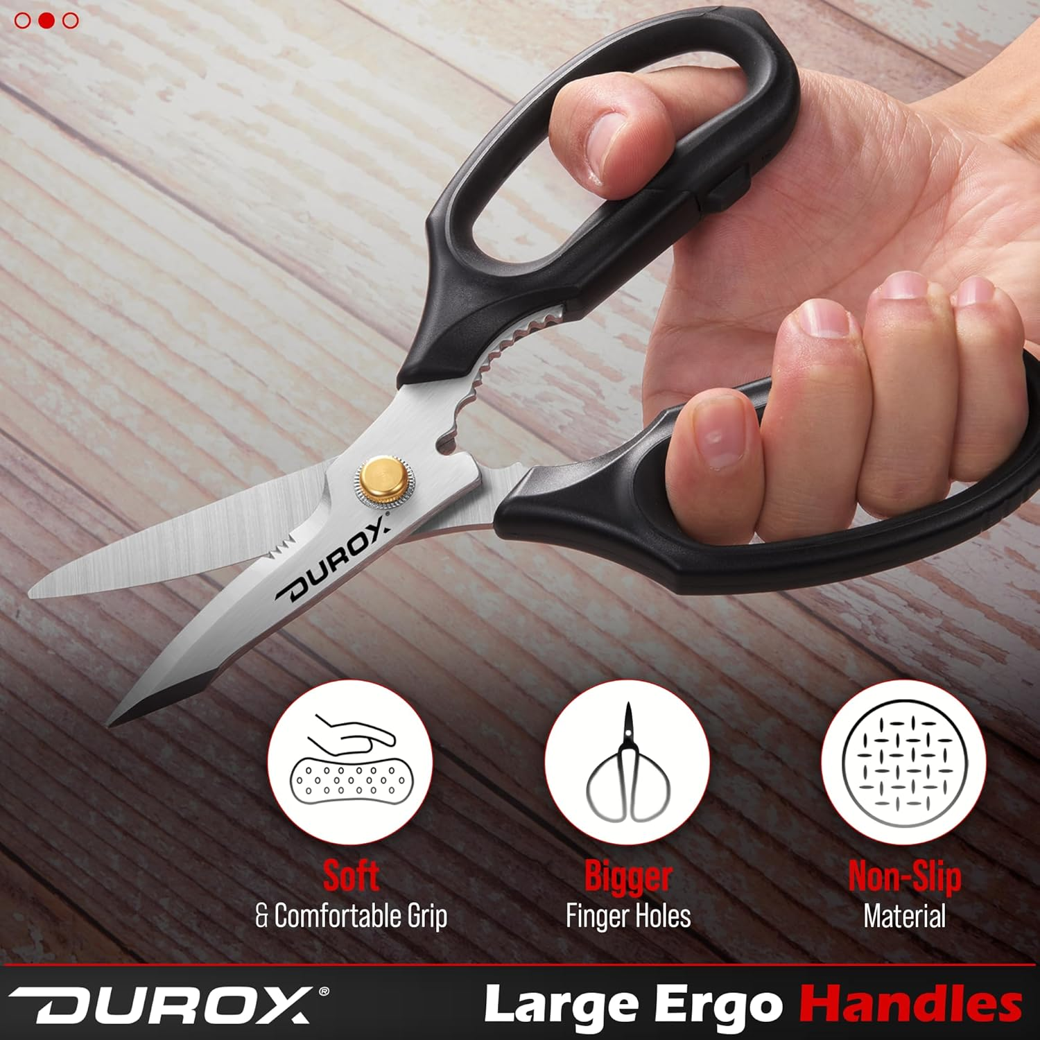 DUROX - Heavy Duty Scissors, Multipurpose Utility Scissors. Built to Cut Leather, Cardboard, Carpet, Plastic and Rope. All Purpose Heavy Duty Kitchen Scissors to Cut Poultry, Chicken and Fish Bones image number 1