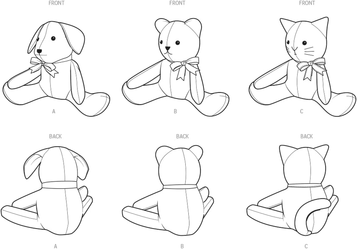 Simplicity S8716 Sewing Pattern Stuffed Animals, One Size image number 4