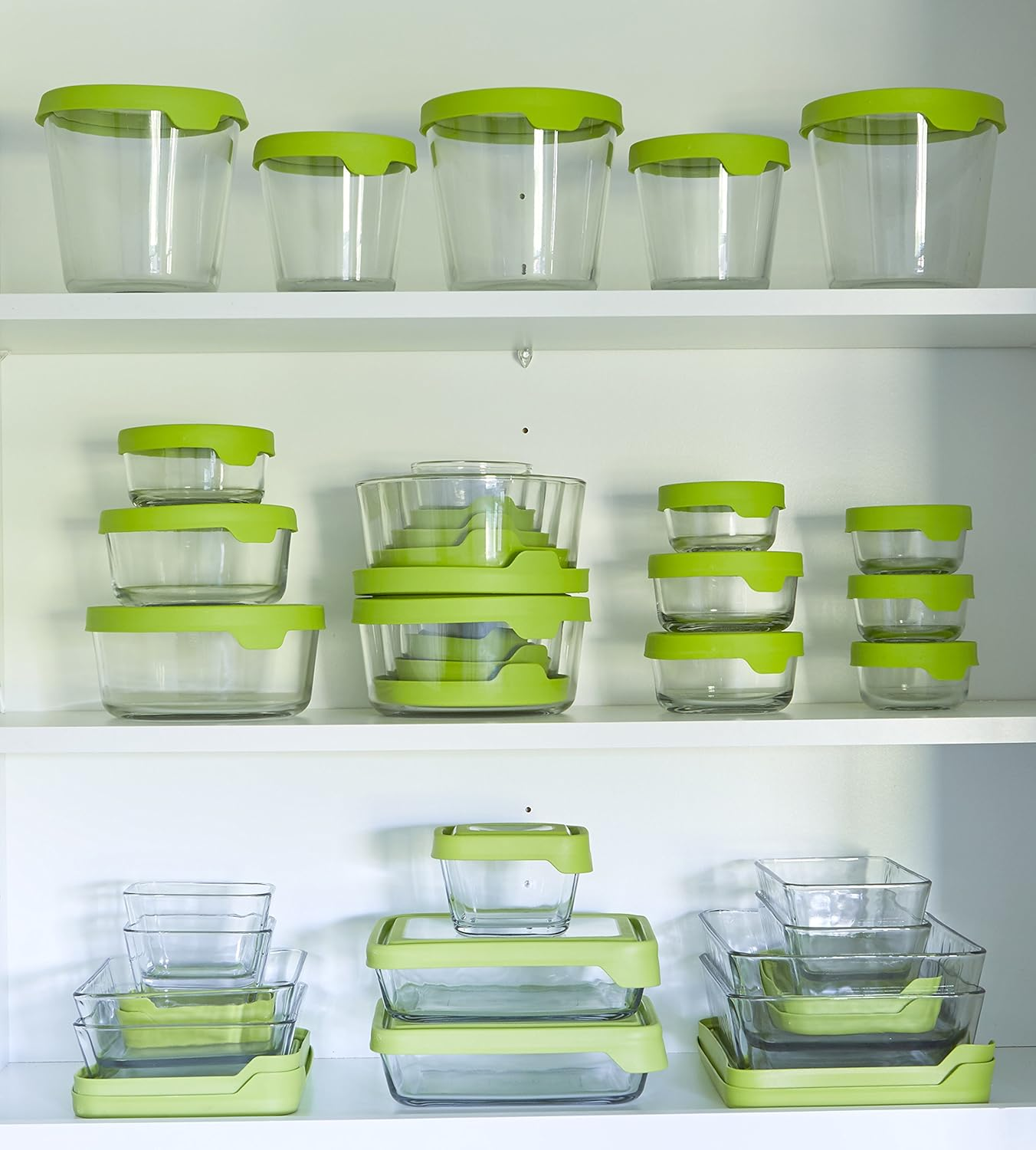 Anchor Hocking 6-Cup Rectangular Food Storage Containers with Green Trueseal Airtight Lids