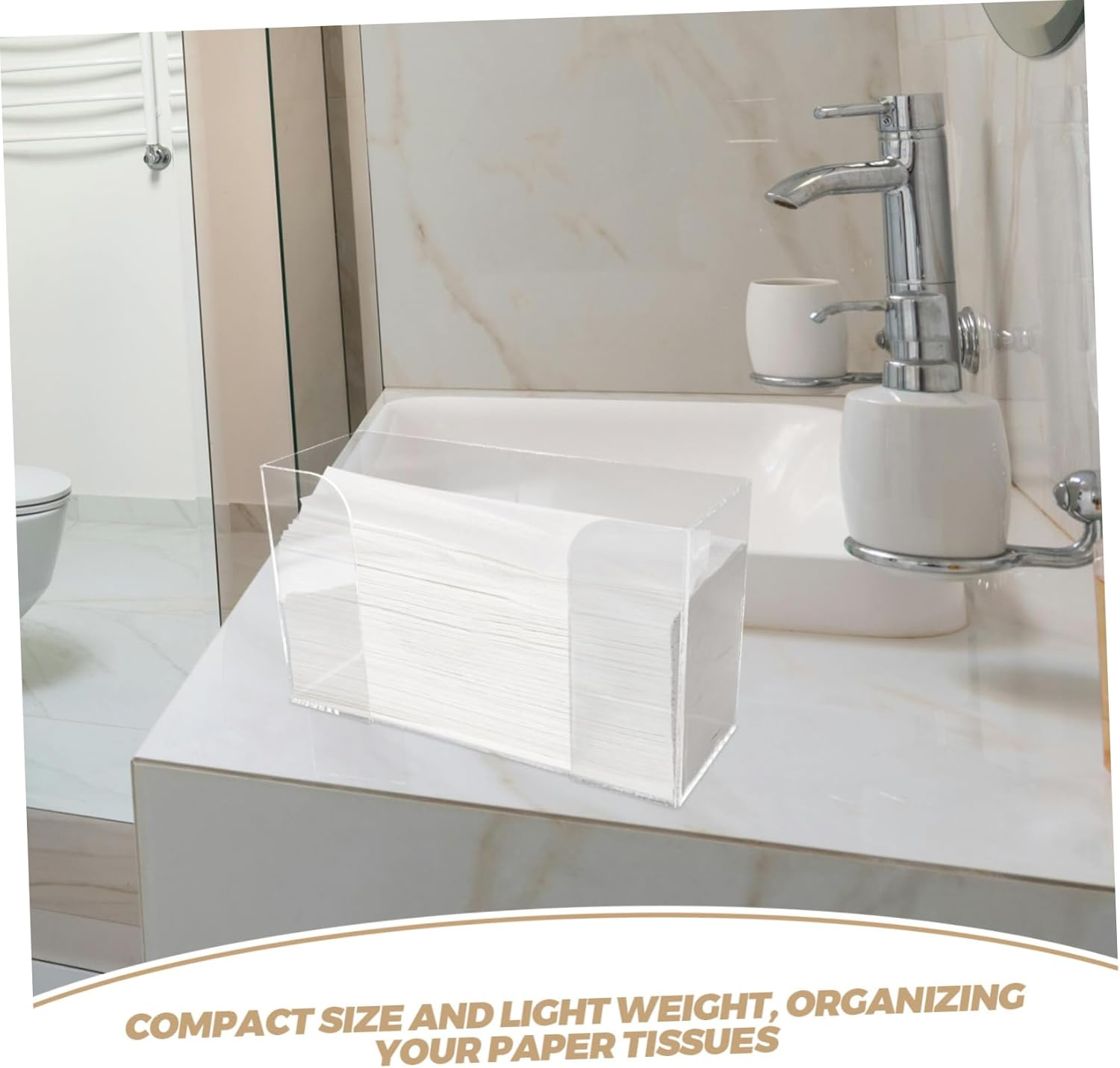 Tissue Box Organizer Acrylic Paper Towel Holder Desk Storage Box Simple Design for Home Office image number 3