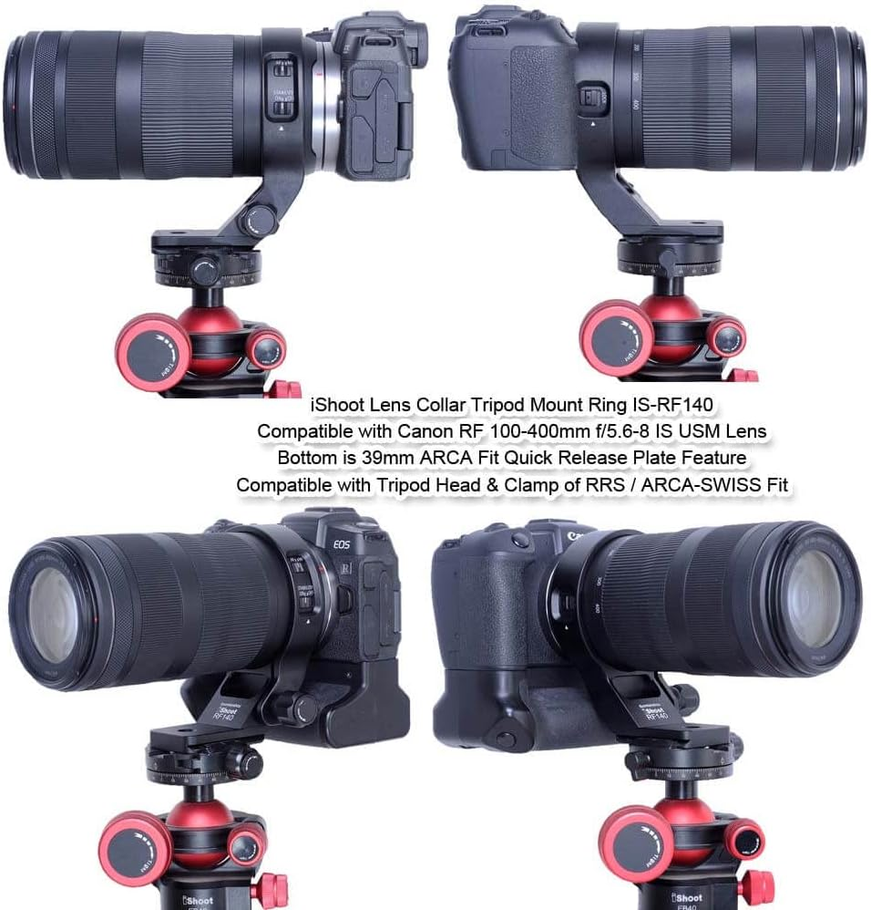 Ishoot Metal Lens Collar Tripod Mount Ring Compatible with Canon RF 100-400Mm F/5.6-8 Is USM, Lens Support Holder Bracket Bottom Is Arca-Swiss Fit Quick Release Plate Dovetail Groove image number 4