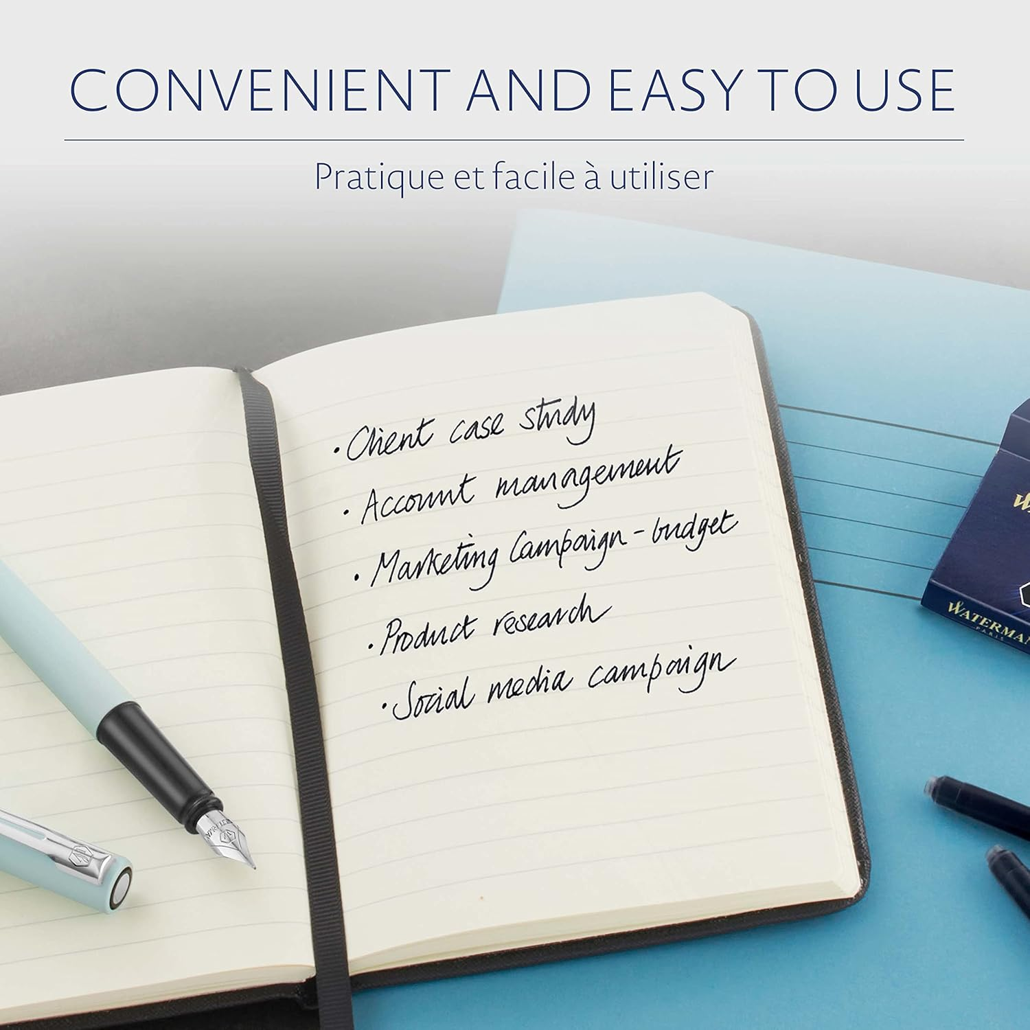 Waterman S0110940 Fountain Pen Ink Cartridges, Short 'International', Intense Black, 6 Count image number 6