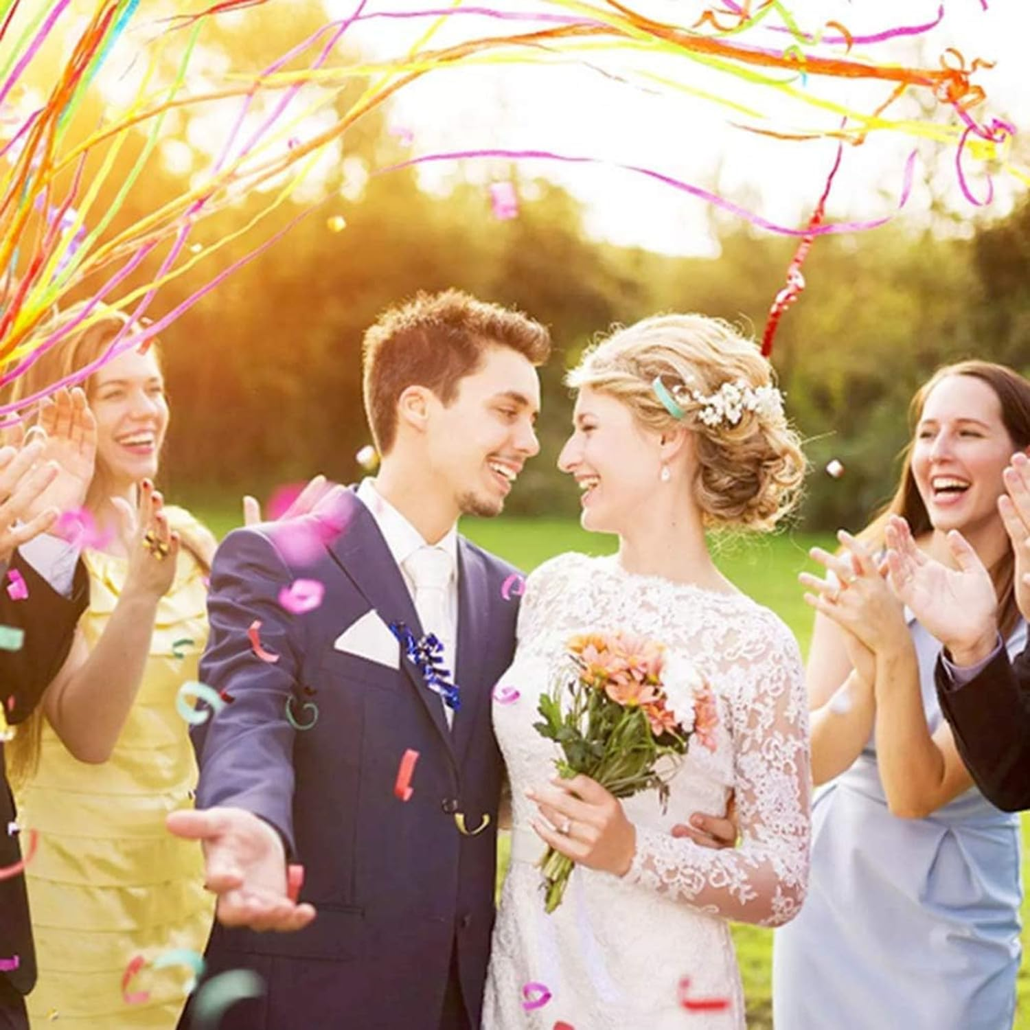 16 Pack Colorful Streamers Poppers Party Poppers Hand Throw Streamers for Birthday Wedding Graduation Engagement Retirement Party Supplies image number 1