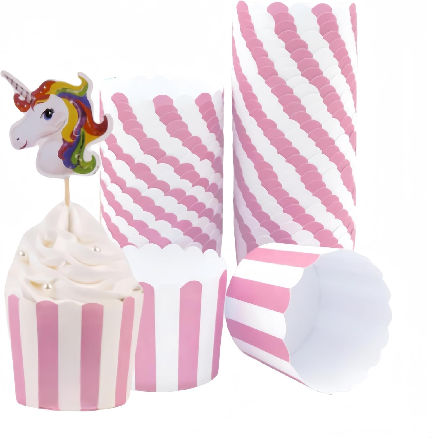 Cupcake Cases, 100 Pcs Pink Paper Baking Cups, Disposable, Nonstick, Heat-Resistant, Round, Ideal for Baby Showers and Special Occasions image number 3