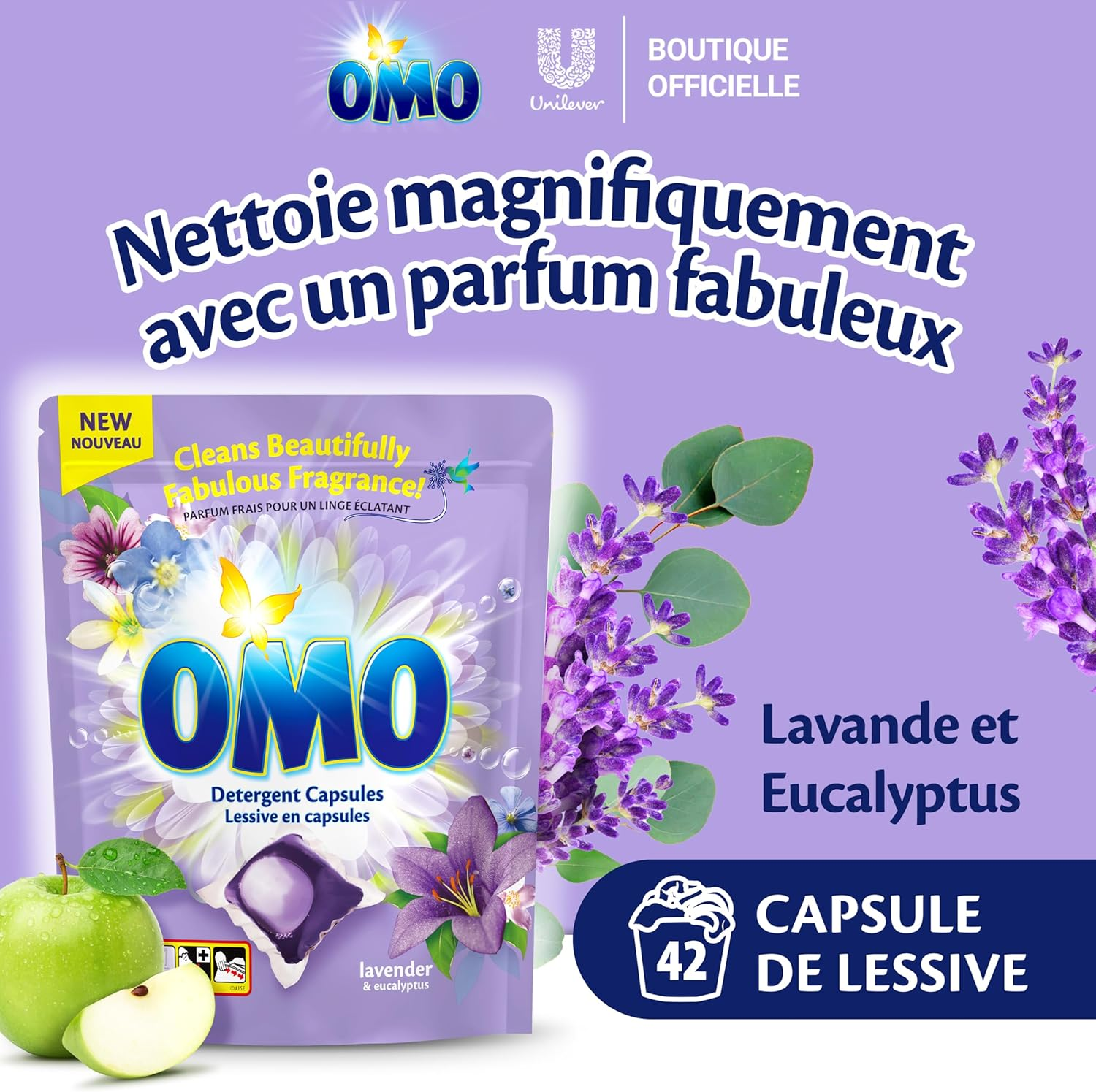 OMO 42PK LAUNDRY DETERGENT CAPSULES LAVENDER and EUCALYPTUS image number 6