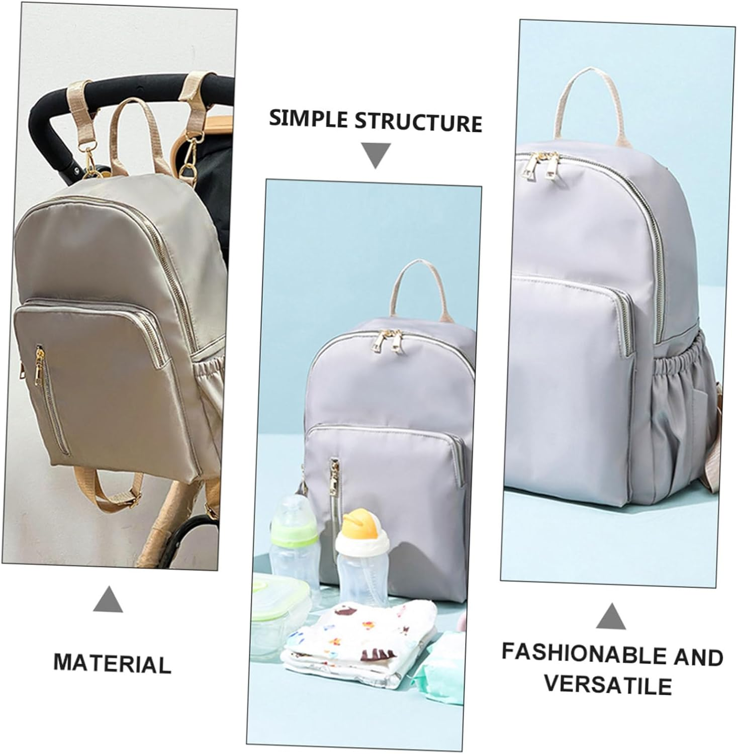 Nursery Backpack Stroller Organizer Pram Pouch Diaper Bag for Travel Bottle Bag image number 1