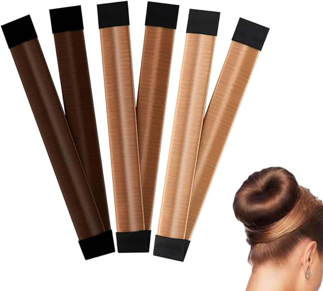 GHPKOTW Pack of 3 Braiding Aid Hair Girls and Women, Hair Knitting Tool Accessories, DIY Hair Styling for Long and Short Hair, Brown Doughnut Hair Bun Maker for Children Bun Hair image number 3